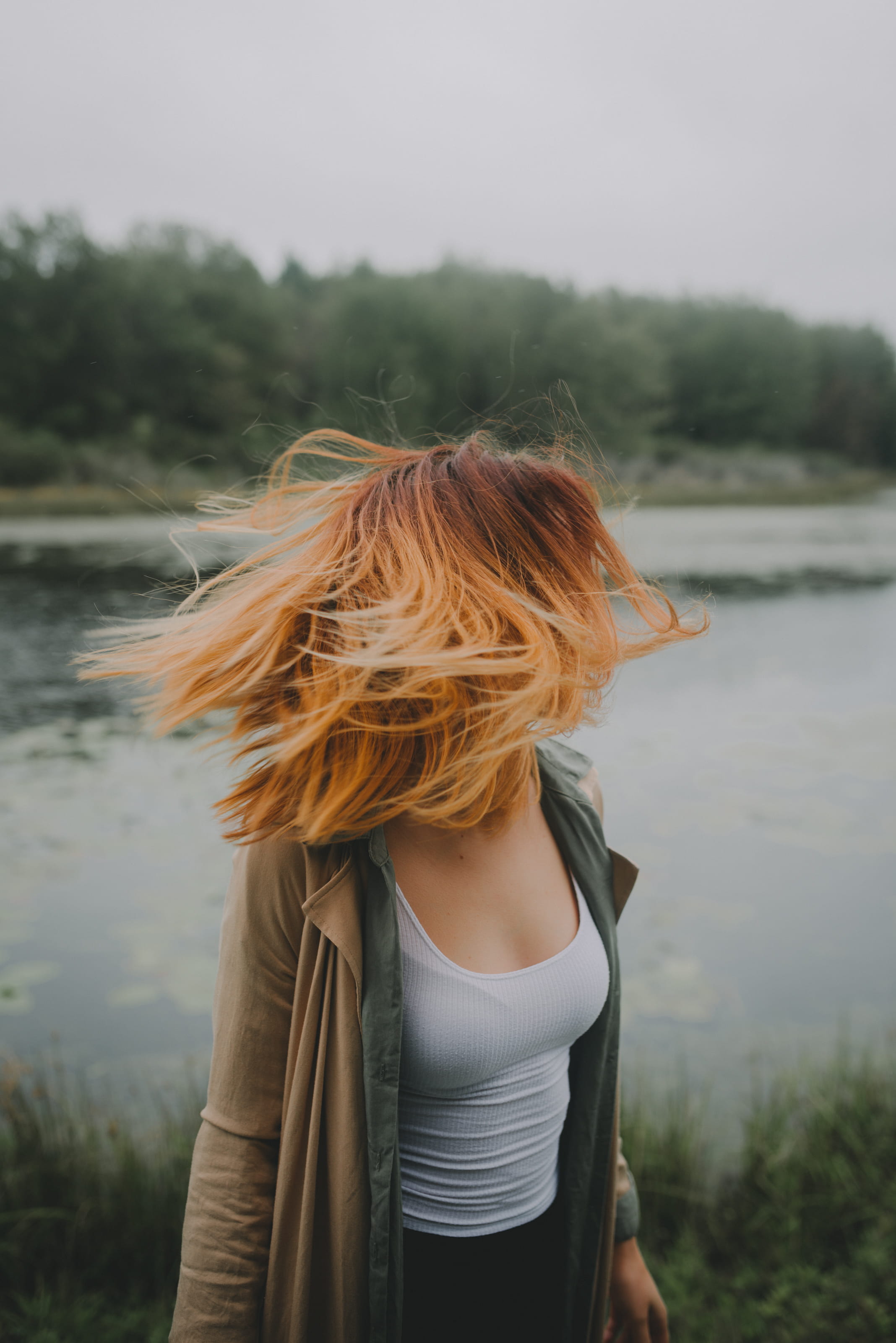 caucasian Ethnicity, nature, portrait, happiness, rear View, looking, young Adult, beauty, women, girl, one Person, tranquil Scene, freedom, crazy hair, Phone HD Wallpaper