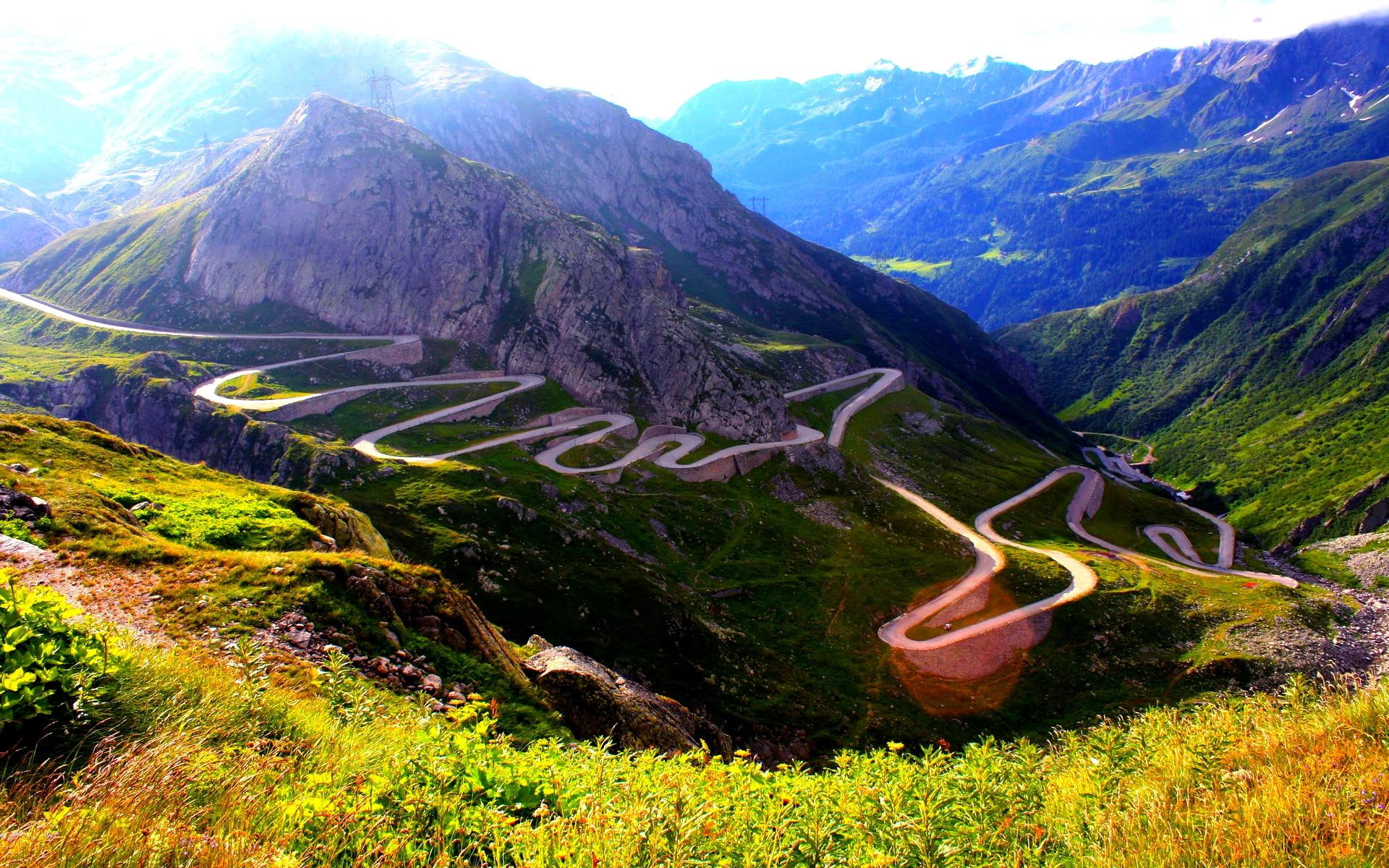 1080P, serpent, road, 3d and abstract, serpentine, mountain, slope, winding, HD Wallpaper