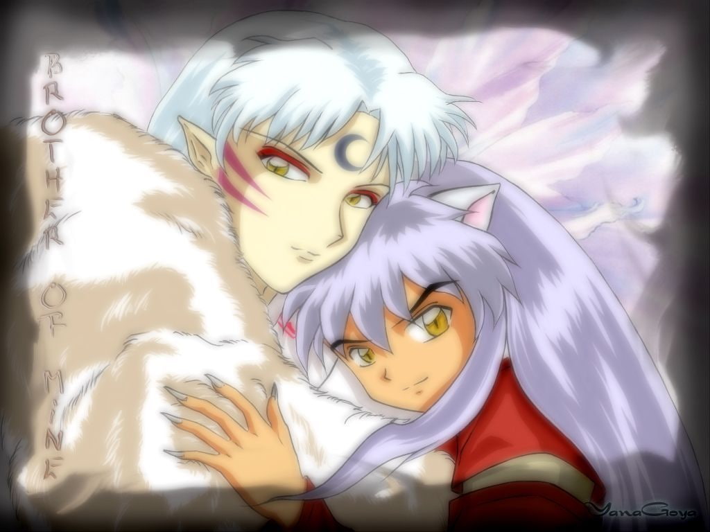 inuyasha, amp, 480P, red, sesshomaru, grey, hd, anime, art, white, HD Wallpaper