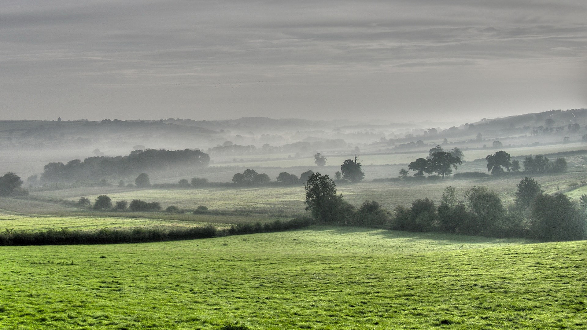 tranquility, hd images nature pc  1920x1080, rolling landscape, springtime, environment, no people, rural scene, dawn, outdoors, nature, sky, field, non-urban scene, HD Wallpaper