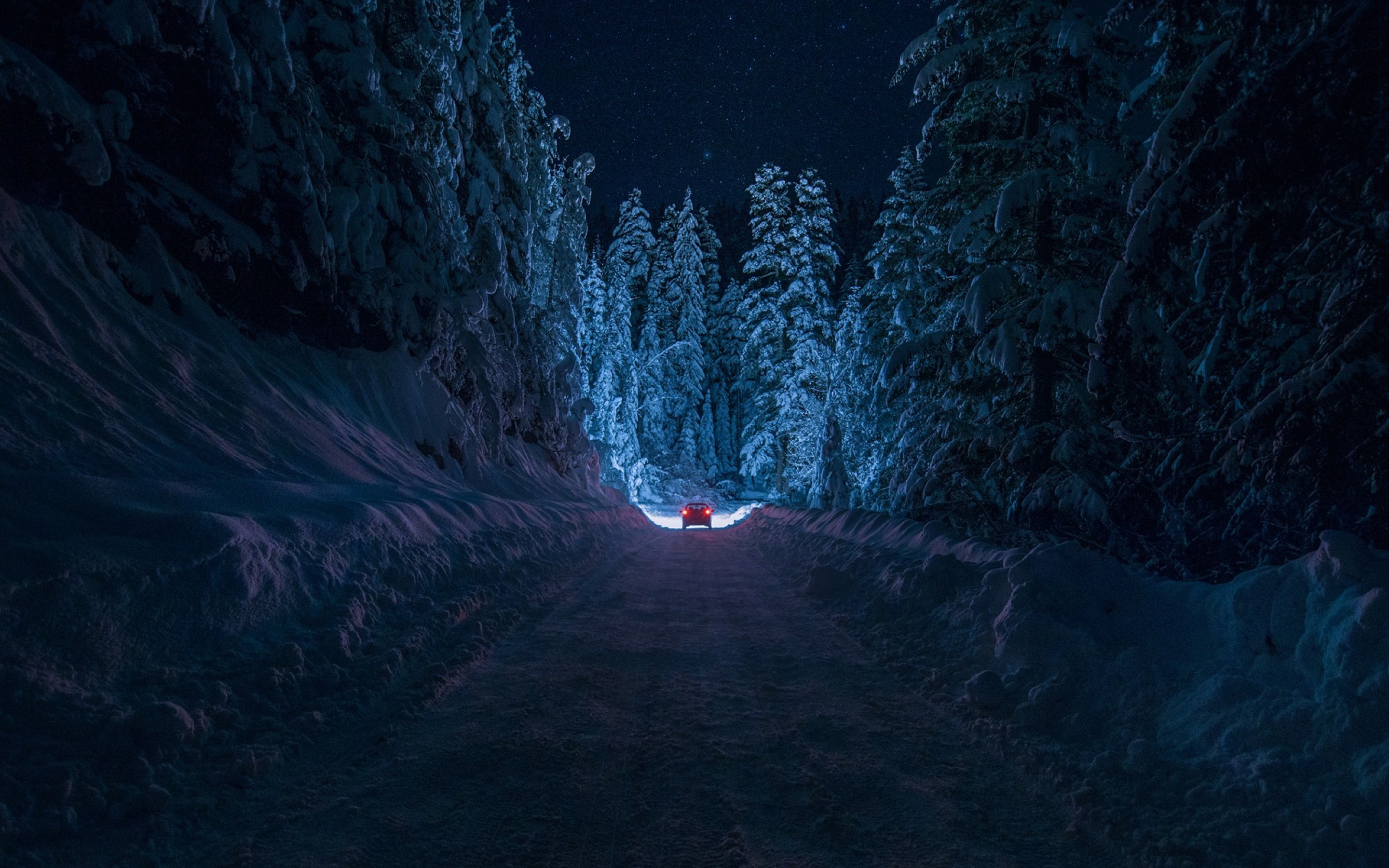 abstracto, luz, noche, dark, coche, 2K, carretera, HD Wallpaper