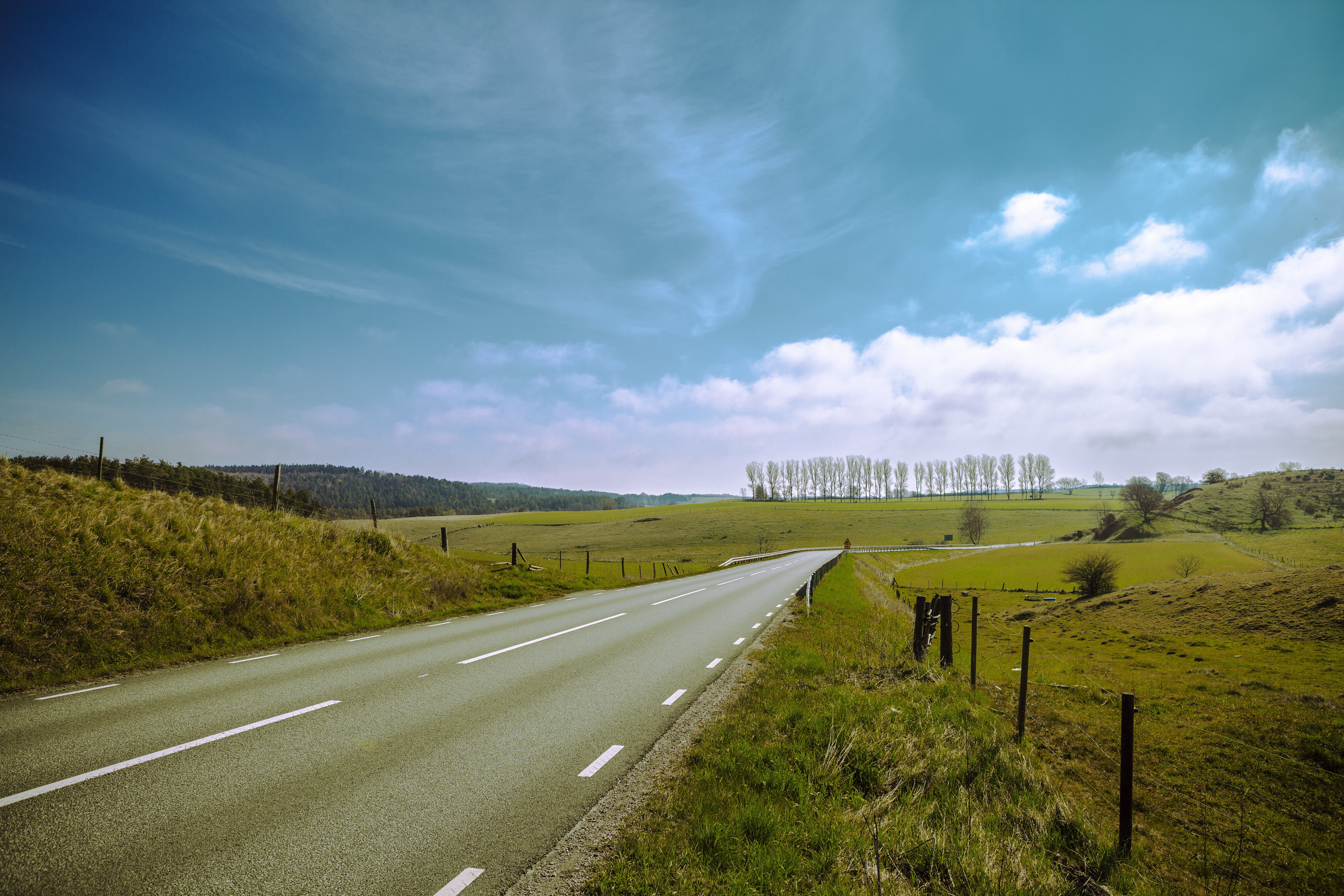 cuneta, verde, 5K, naturaleza, carretera, HD Wallpaper