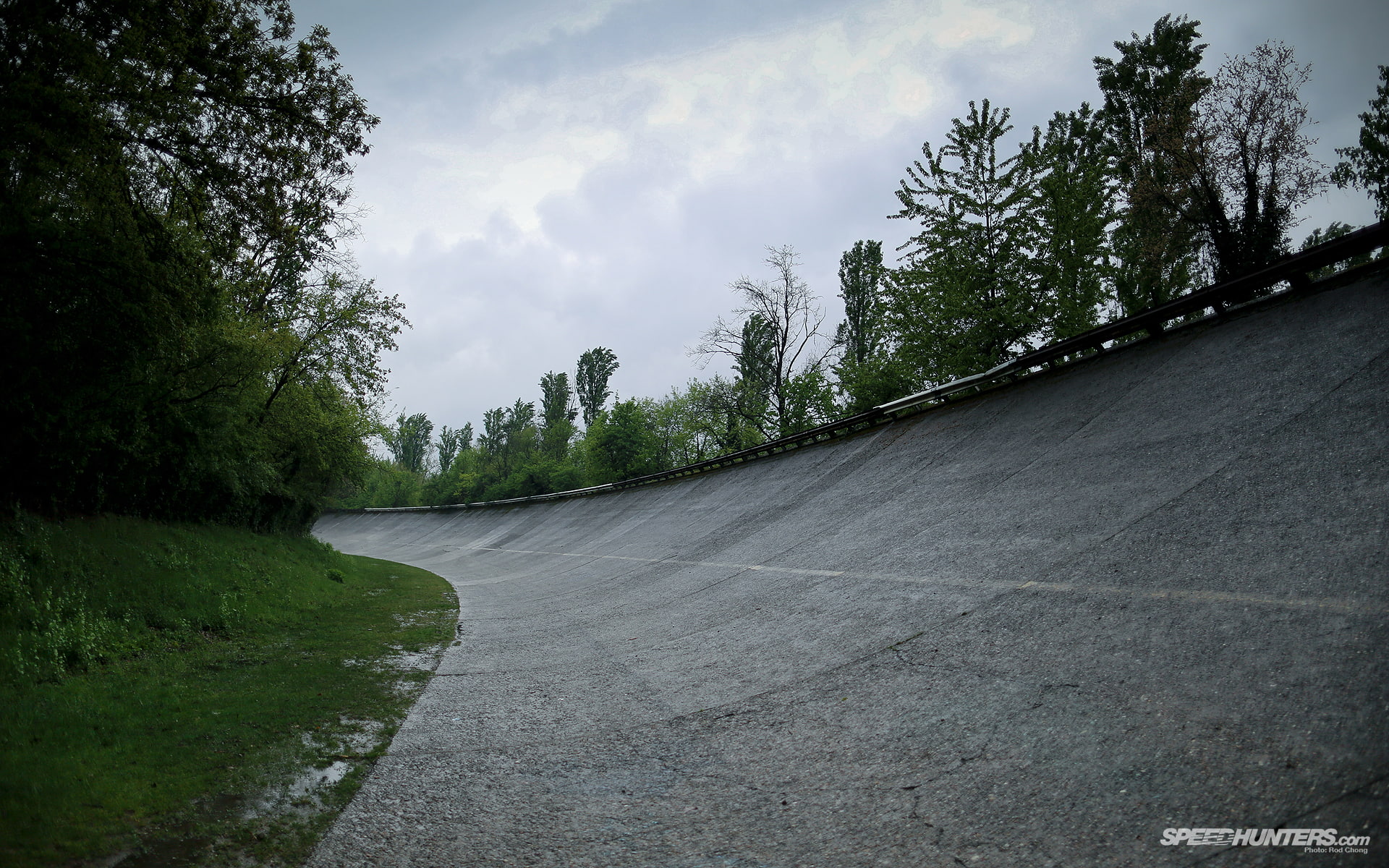 track, 1080P, gray, concrete, road, hd, cars, race, trees, HD Wallpaper