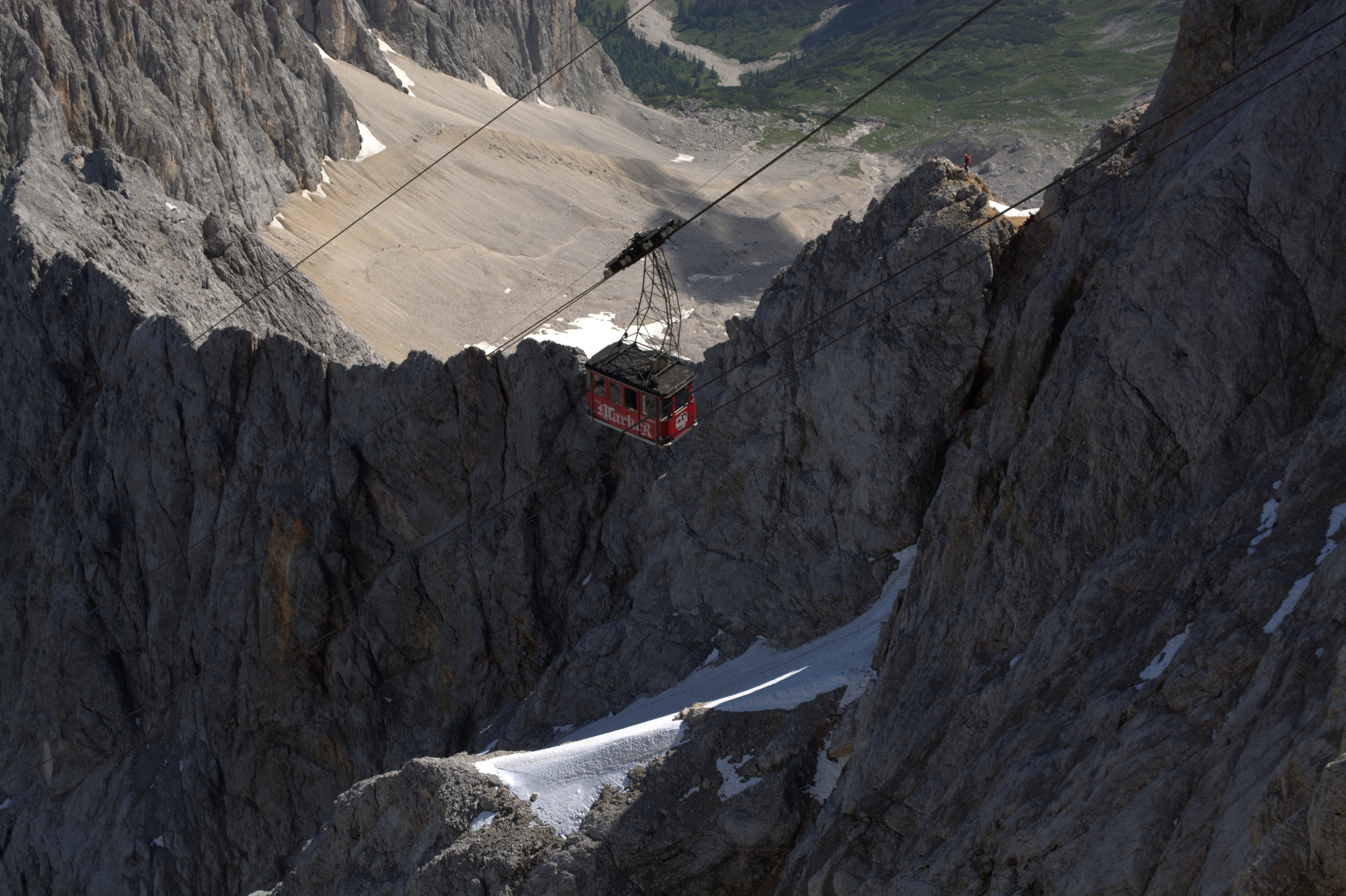 rope, steinig, gondola, rock formation, view, nature, solid, rock - object, zugspitze, alpine, leisure activity, mountains, outdoors, day, environment, HD Wallpaper
