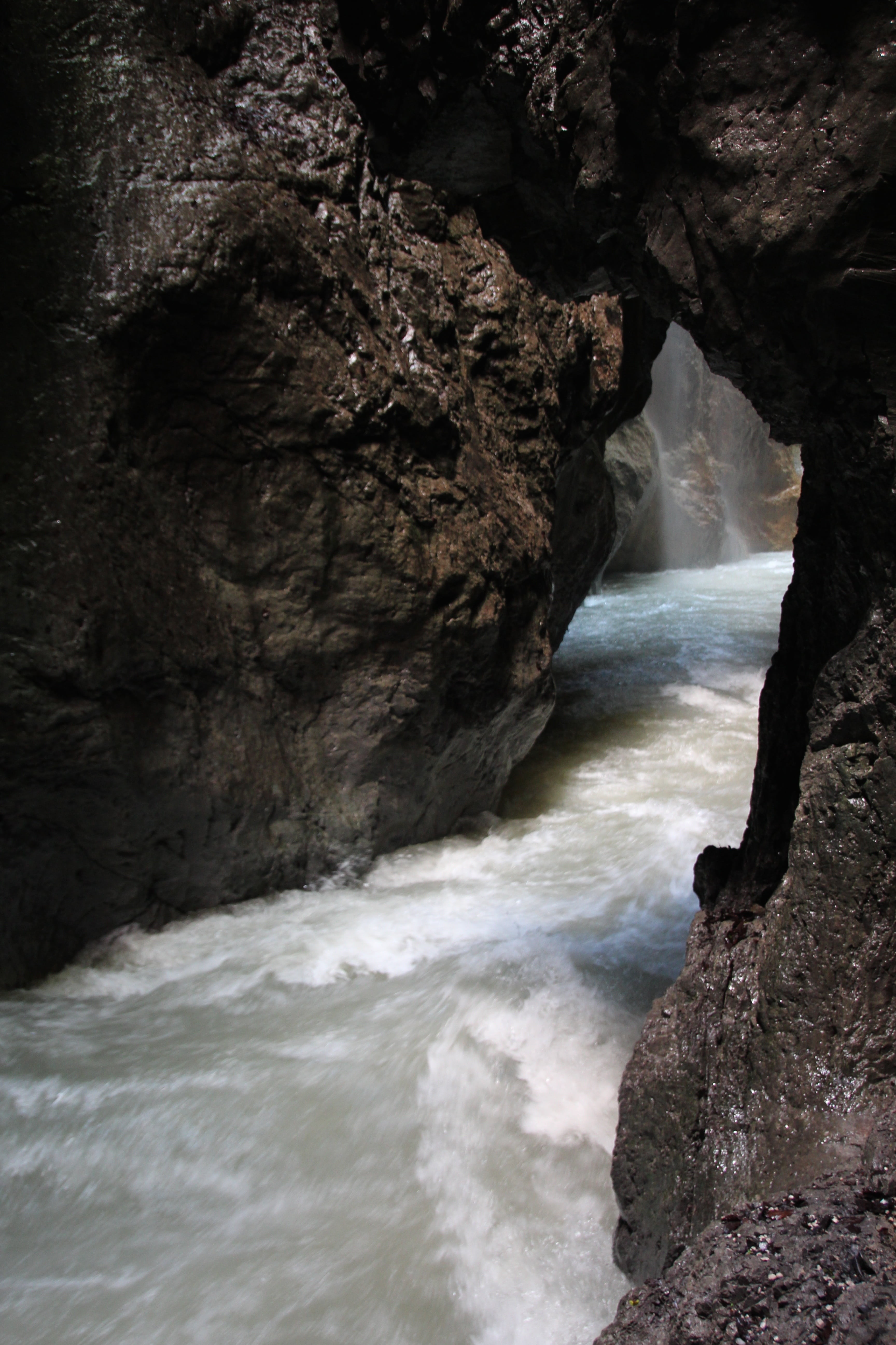outdoors, long exposure, gorge, formation, sea, scenics - nature, no people, sport, power in nature, flowing, partnachklamm, beauty in nature, garmisch partenkirchen, Phone HD Wallpaper