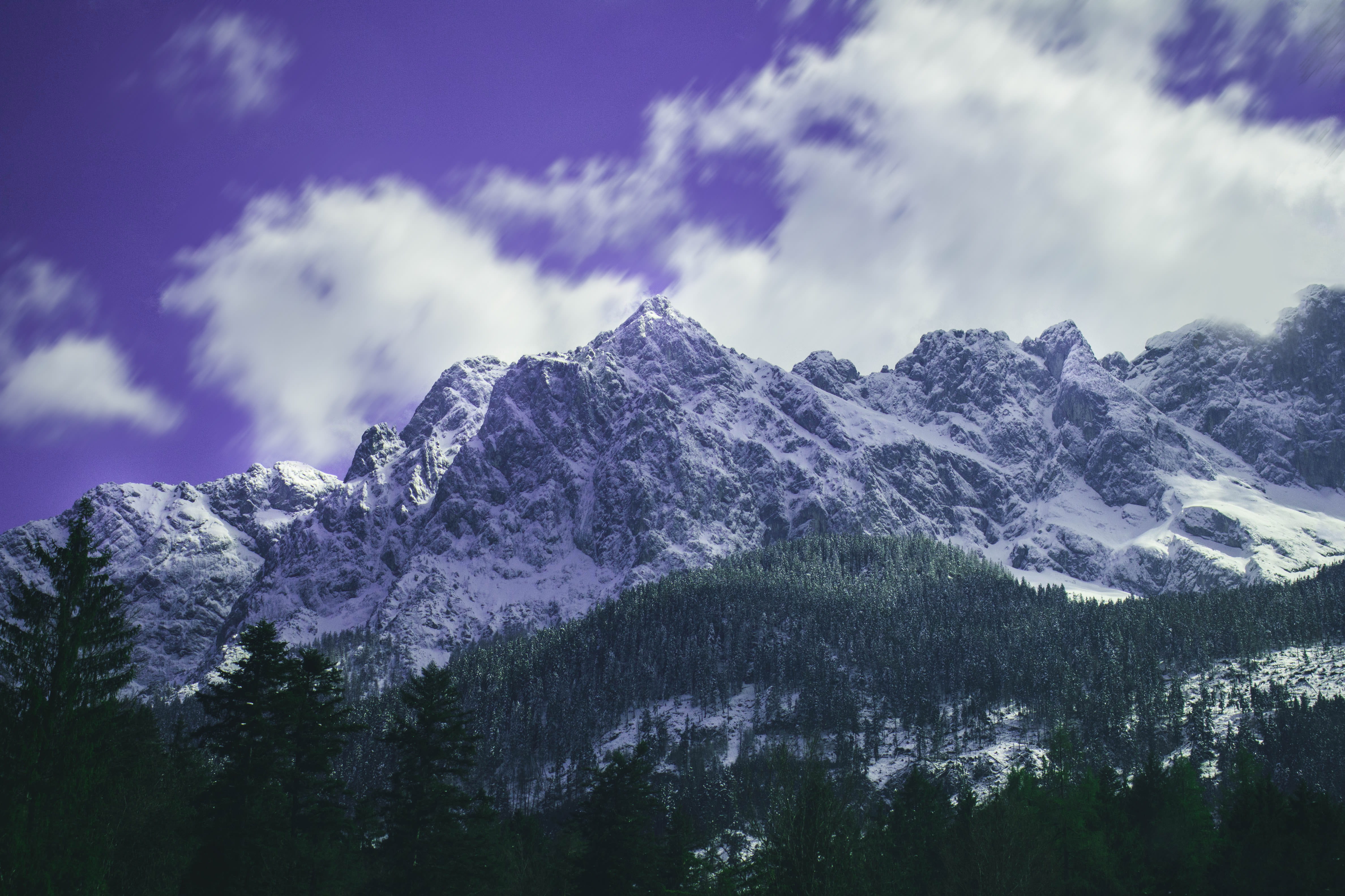 scenics - nature, environment, forest, trees, clouds, beauty in nature, eibsee, mountain peak, day, plant, german alps, mountain, no people, snow, non-urban scene, HD Wallpaper