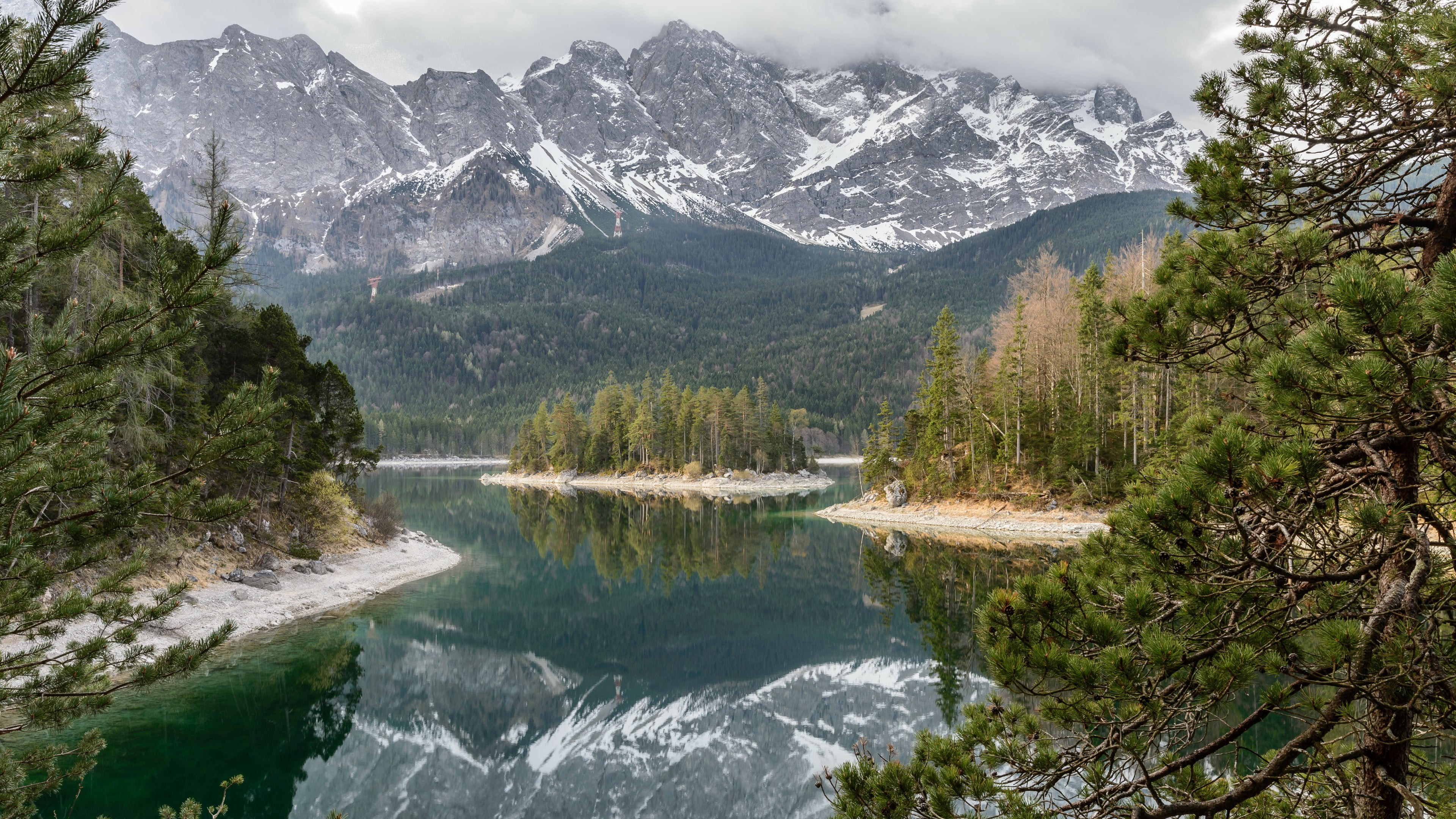 mountain, mountain lake, day, germany, 4K, no people, mountain peak, formation, grainau, water, alps, non-urban scene, tarn, reflection, bavaria, plant, HD Wallpaper