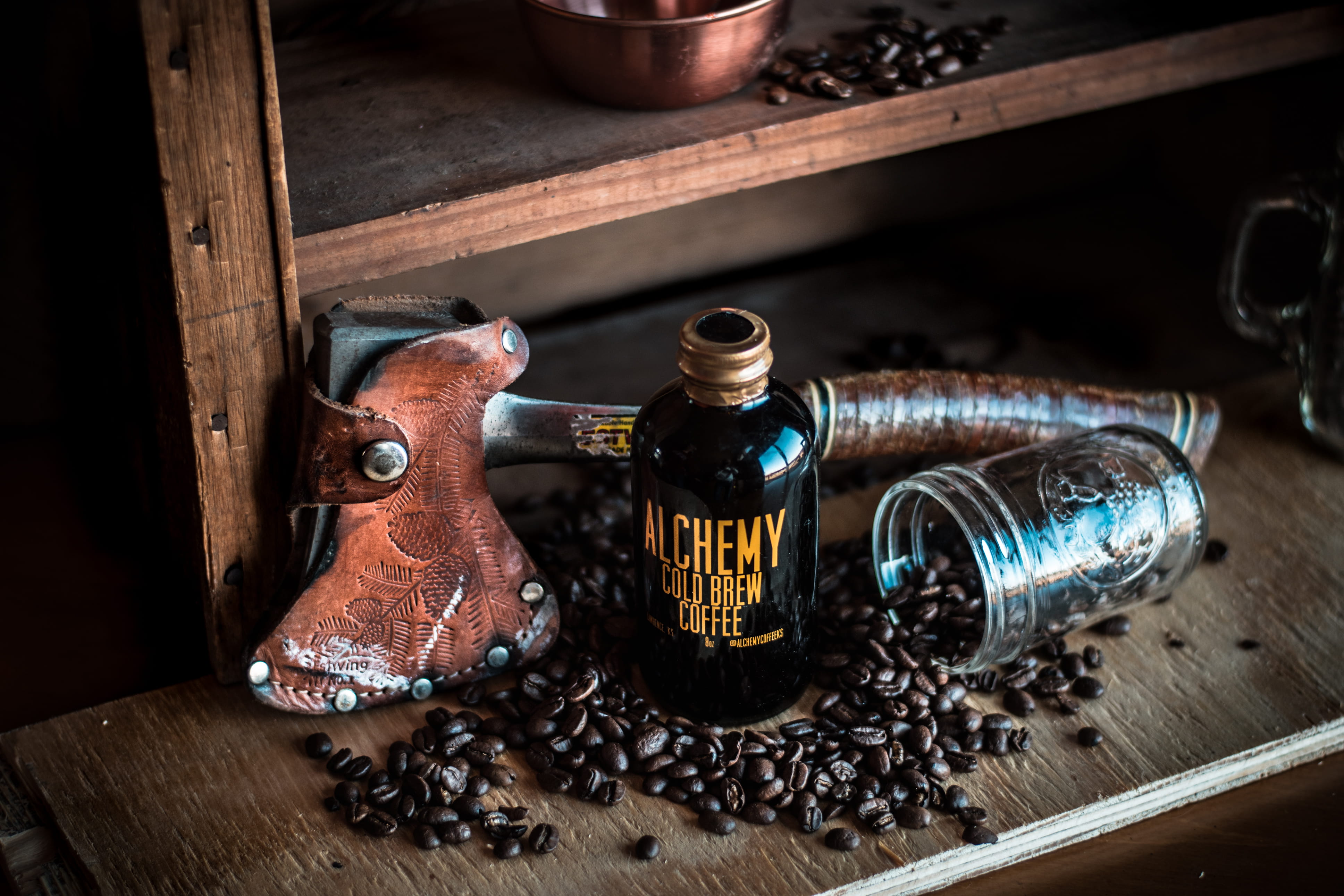 craft, food and drink, shelf, indoors, large group of objects, antique, glass - material, alchemy, brew, brown, transparent, close-up, roasted coffee bean, HD Wallpaper