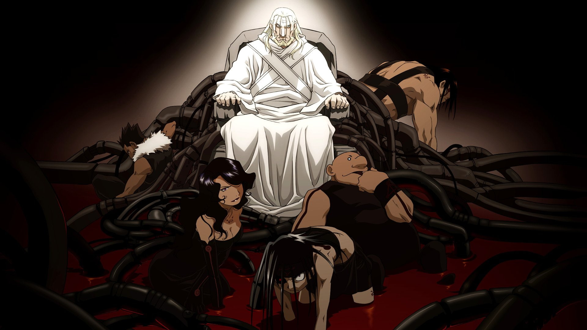 night, angel, people, creativity, Sloth (Fullmetal Alchemist), 1080P, female likeness, FullMetal Alchemist, male likeness, group of people, Gluttony (Fullmetal Alchemist), HD Wallpaper