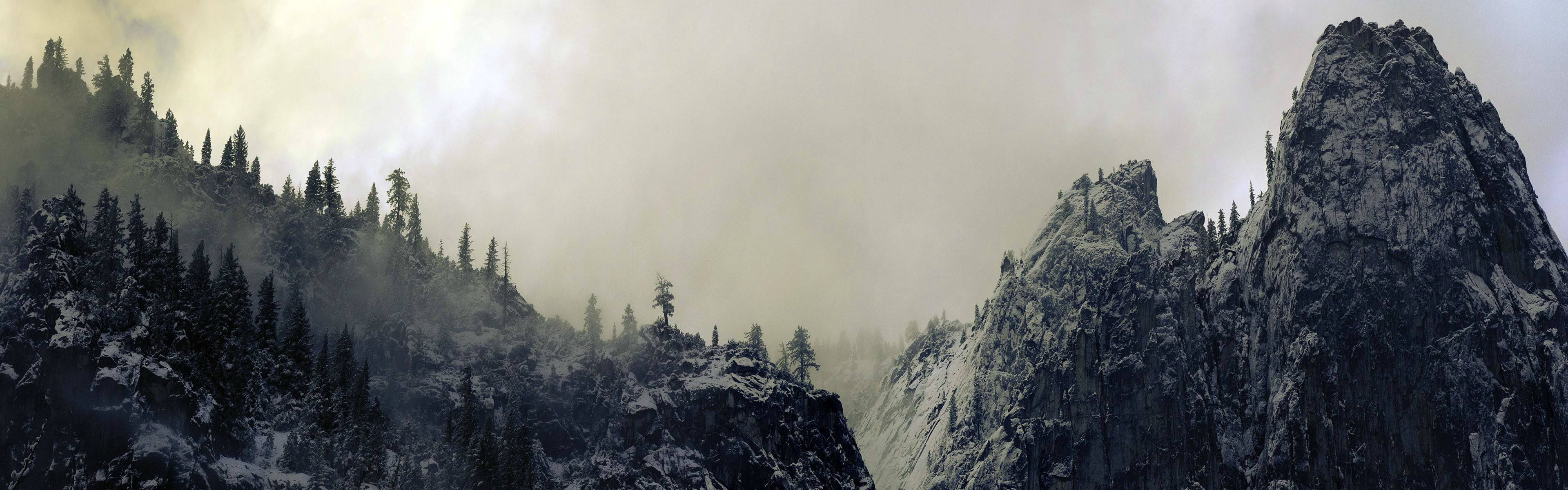 scenics - nature, snow, landscape, non-urban scene, mountain, day, fog, nature, snowy, cloud - sky, environment, tree, idyllic, tranquility, forest, tranquil scene, HD Wallpaper