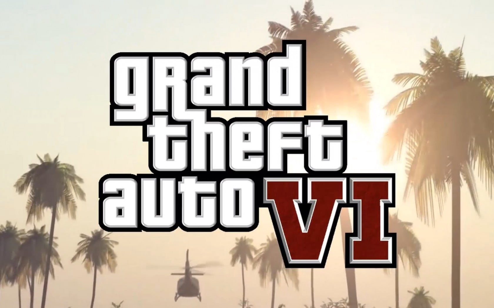 architecture, tree, theft, no people, vector, white color, capital letter, grand theft auto vi, western script, sunset, palm Tree, vacations, grand, rockstar, HD Wallpaper