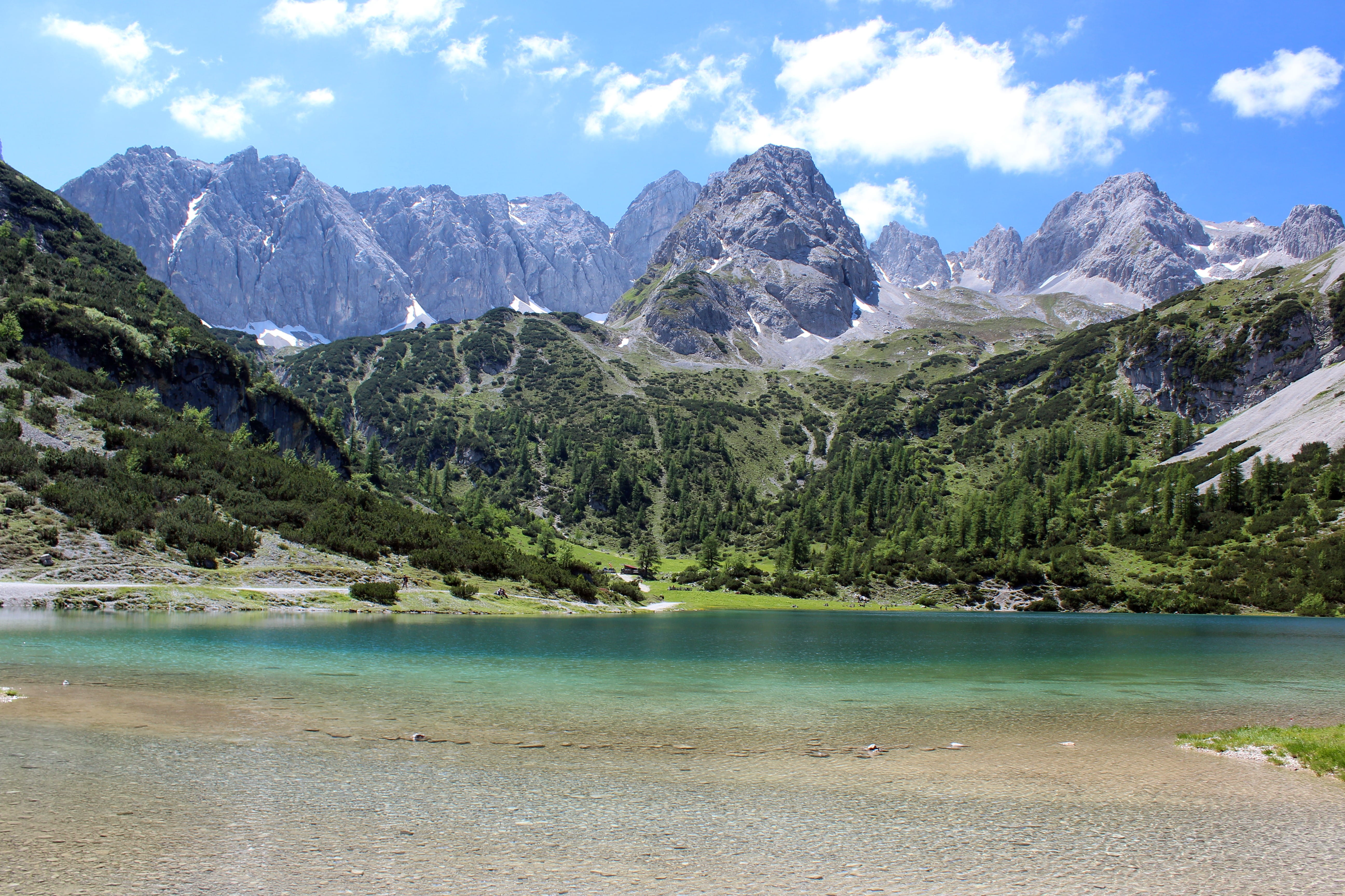 landscape, idyllic, hiking, outdoors, plant, berge, tranquil scene, berg, lake, alps, mountains, tranquility, hiker, no people, outdoor, environment, 5K, HD Wallpaper