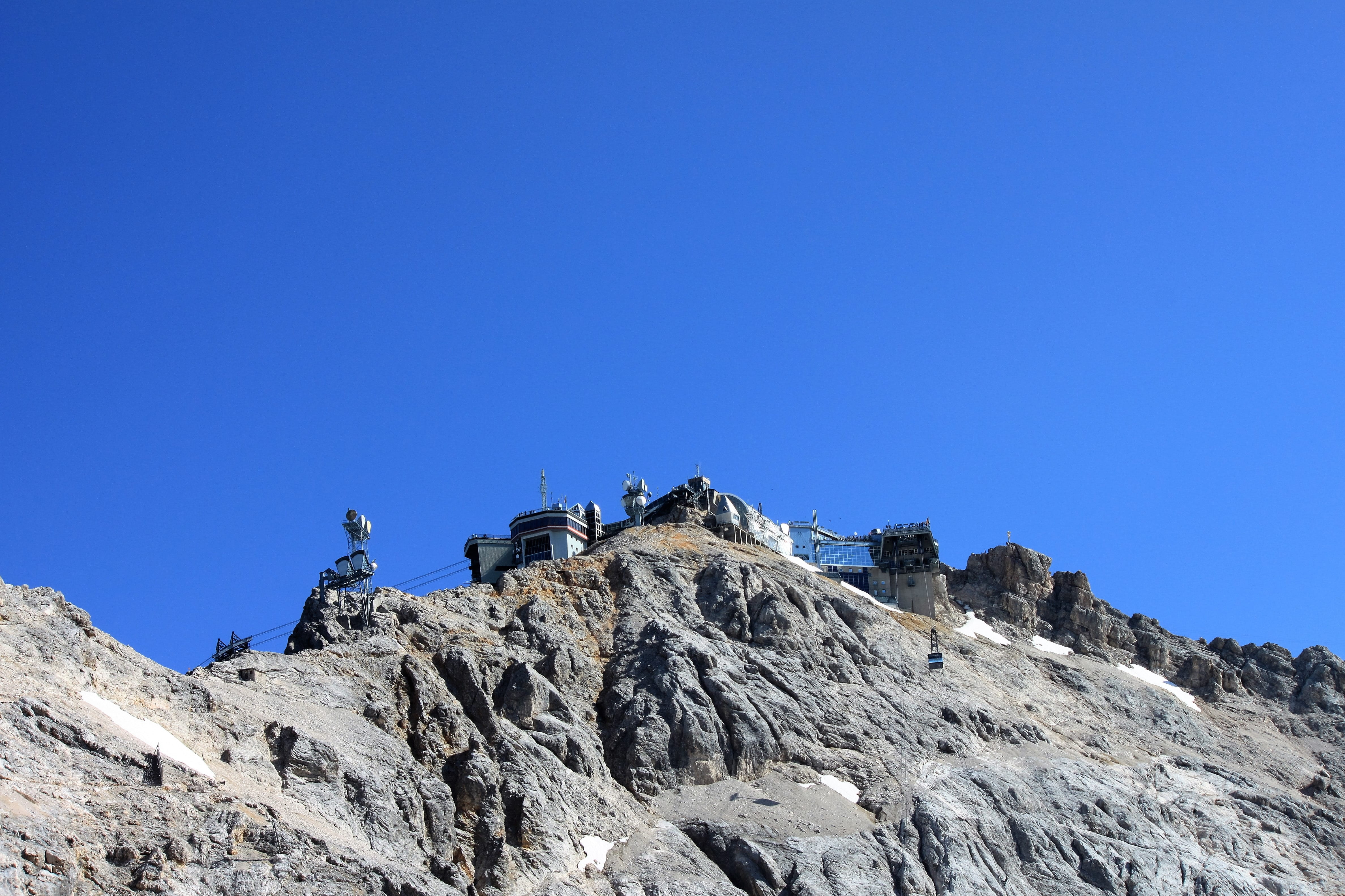Mountain, blue, clear sky, beauty in nature, low angle view, day, travel destinations, Zugspitze, solid, Massif, environment, nature, architecture, zugspitze massif, HD Wallpaper