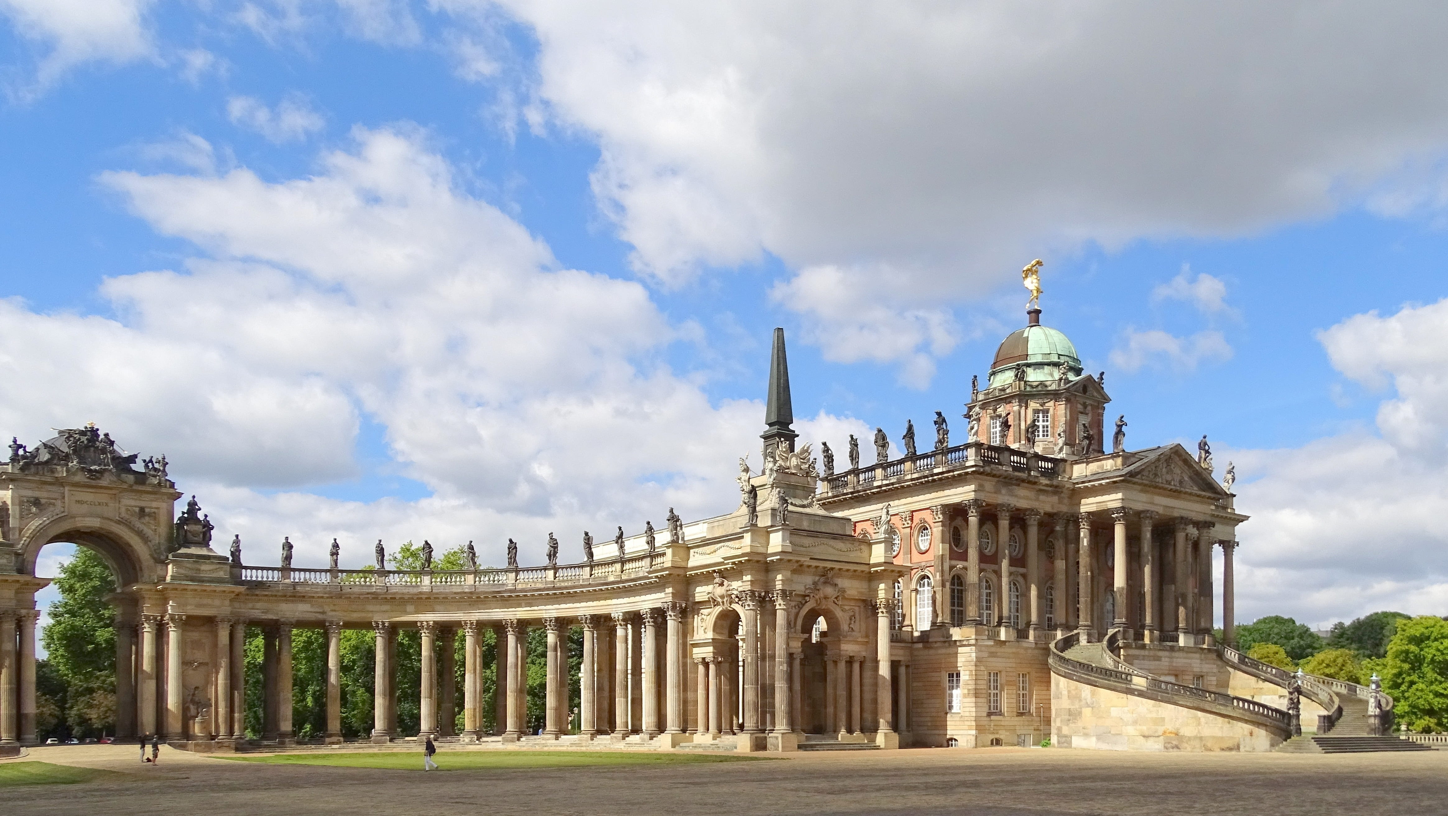 Castle, historically, new palais, architecture, place of worship, government, tourist attraction, germany, cloud - sky, built structure, architectural column, HD Wallpaper