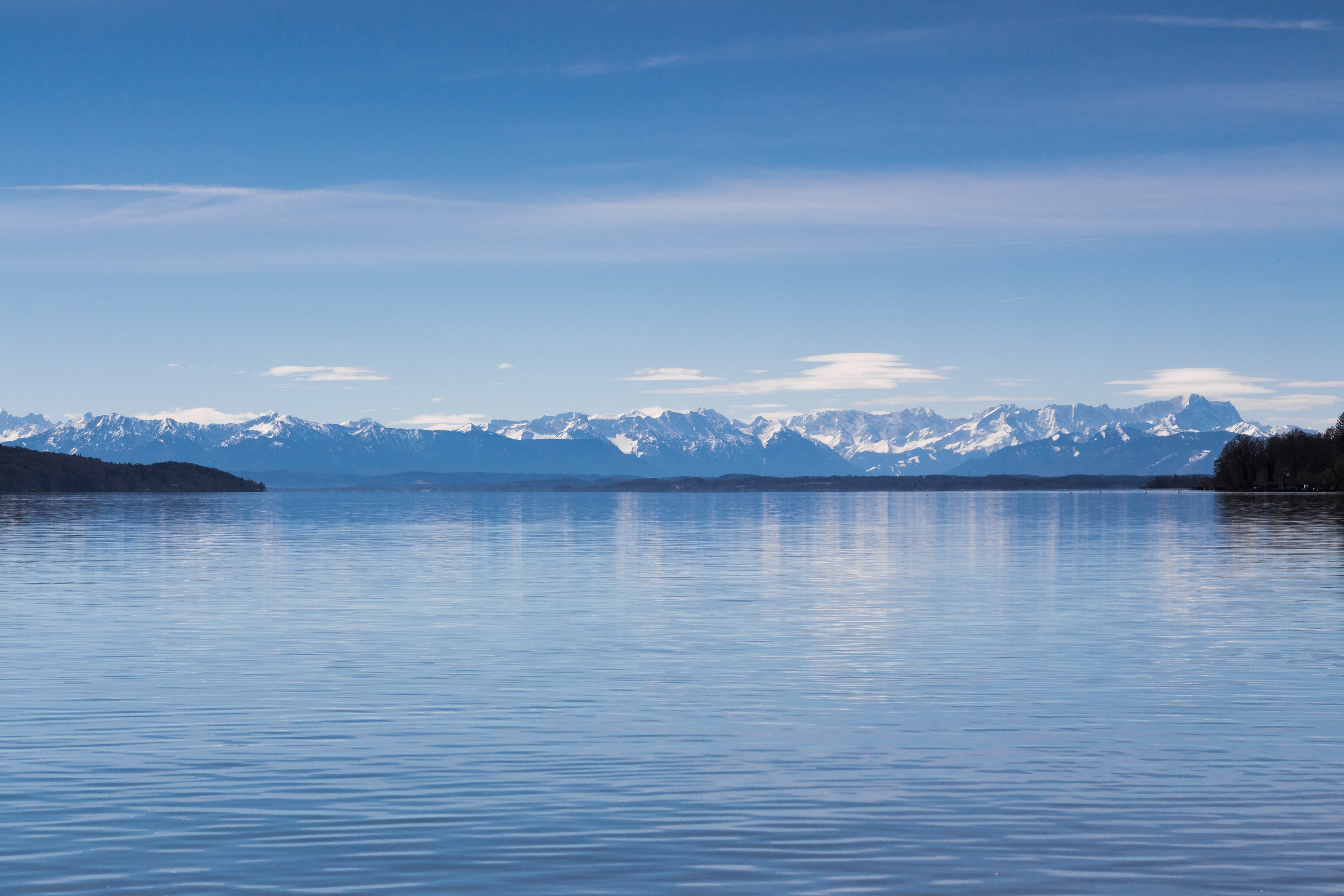 mountains, cold temperature, beauty in nature, bavaria, starnberger see, idyllic, lake, sky, 4K, tranquility, no people, nature, water, reflection, landscape, HD Wallpaper