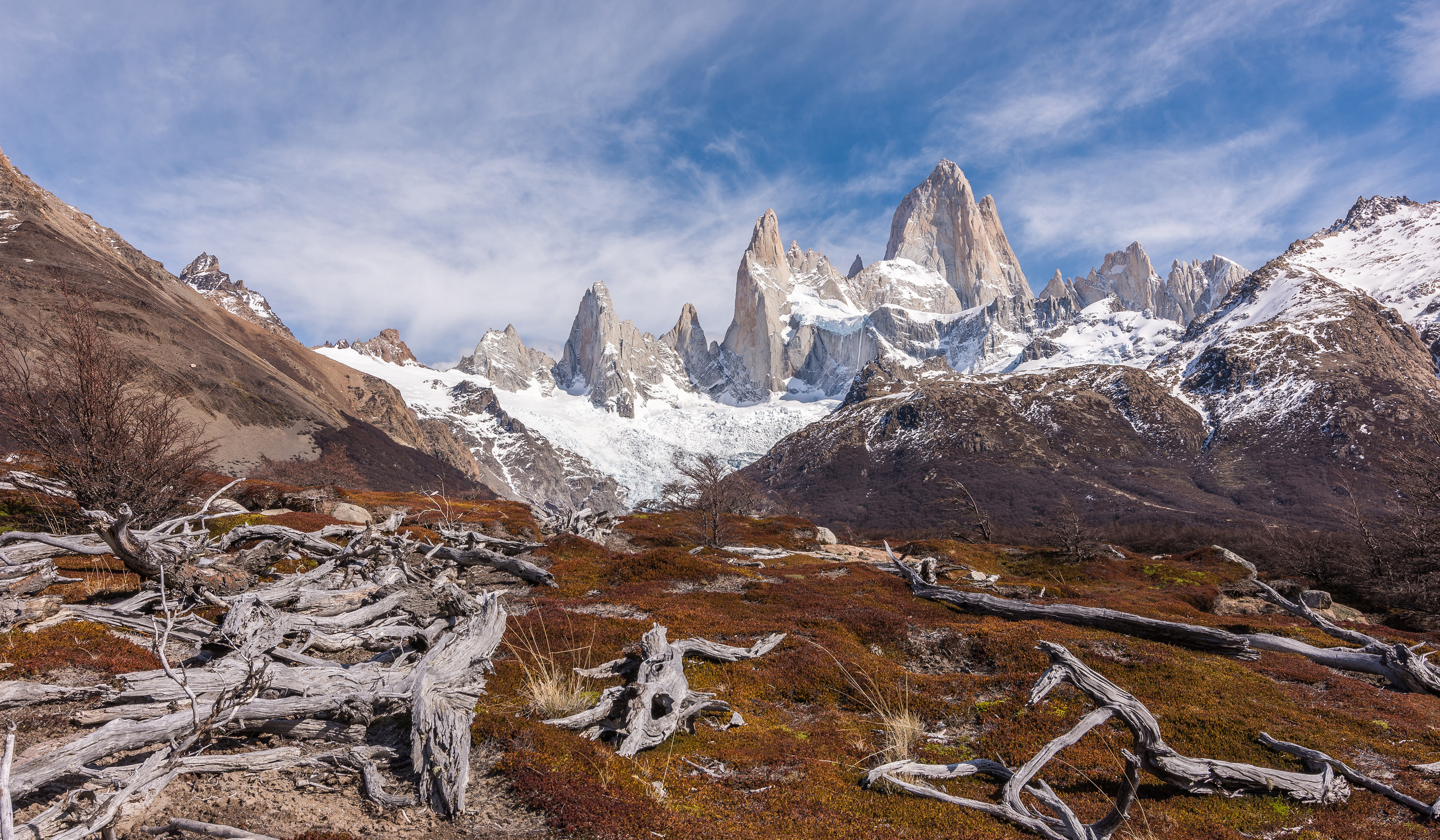 Barren path, 4K, 4K, Winter mountains, Monte Fitz Roy, HD Wallpaper