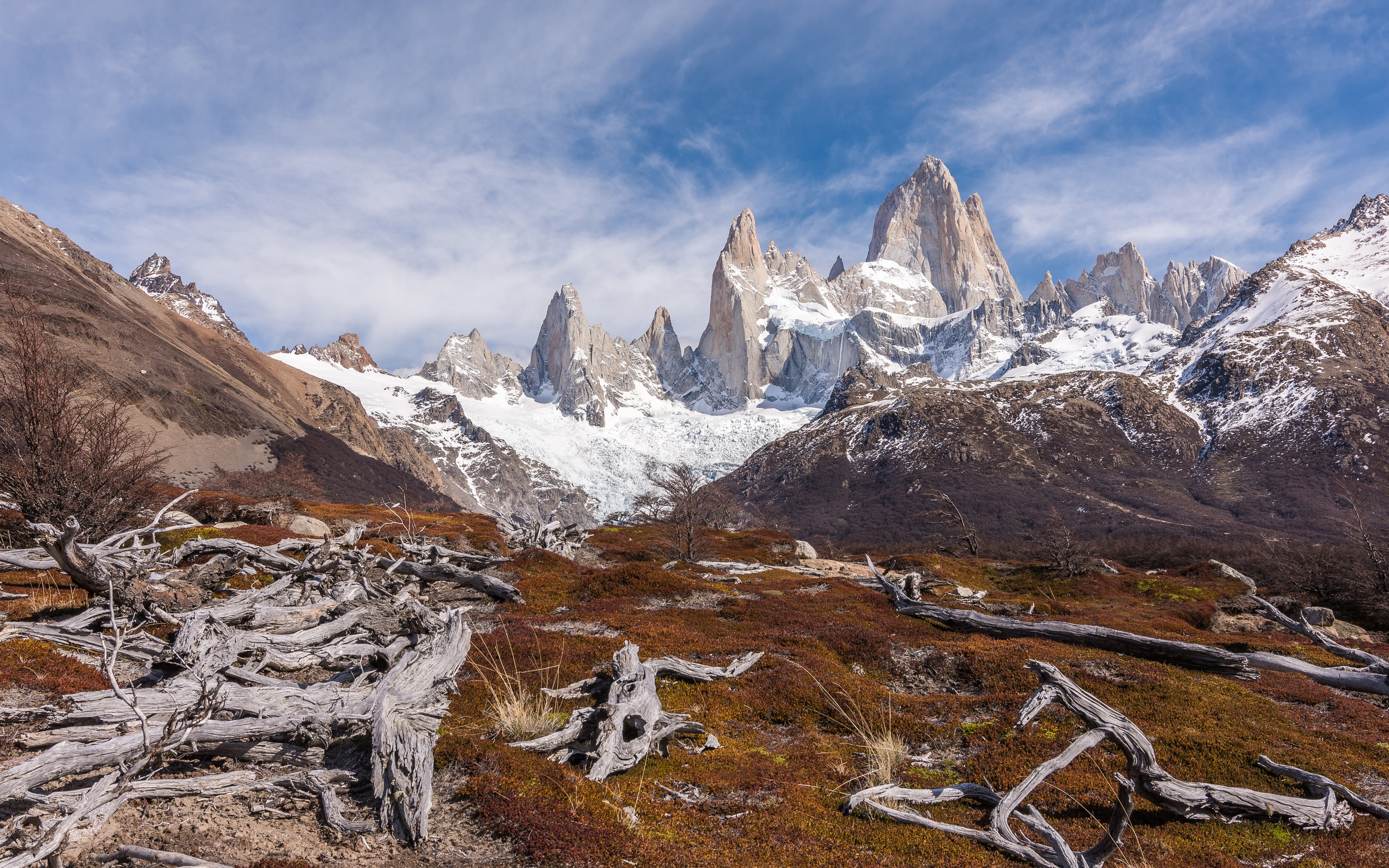 environment, rock, non-urban scene, outdoors, idyllic, clouds, tranquil scene, nature, day, mountain range, cloud - sky, tranquility, formation, snowcapped mountain, HD Wallpaper