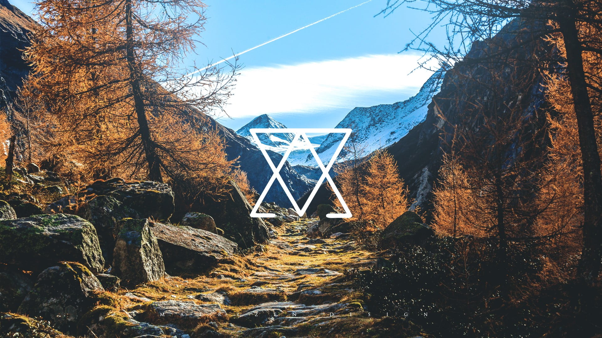 solid, tree, rock - object, digital art, beauty in nature, outdoors, brown, trees, water, 1080P, mountains, geometry, scenics - nature, sunlight, sky, HD Wallpaper
