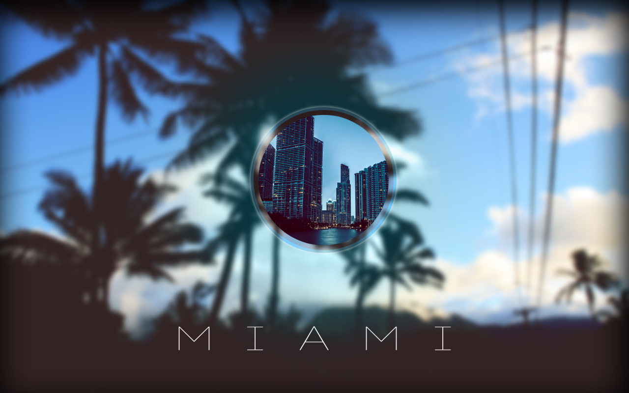polyscape, 720P, palm trees, Miami, HD Wallpaper