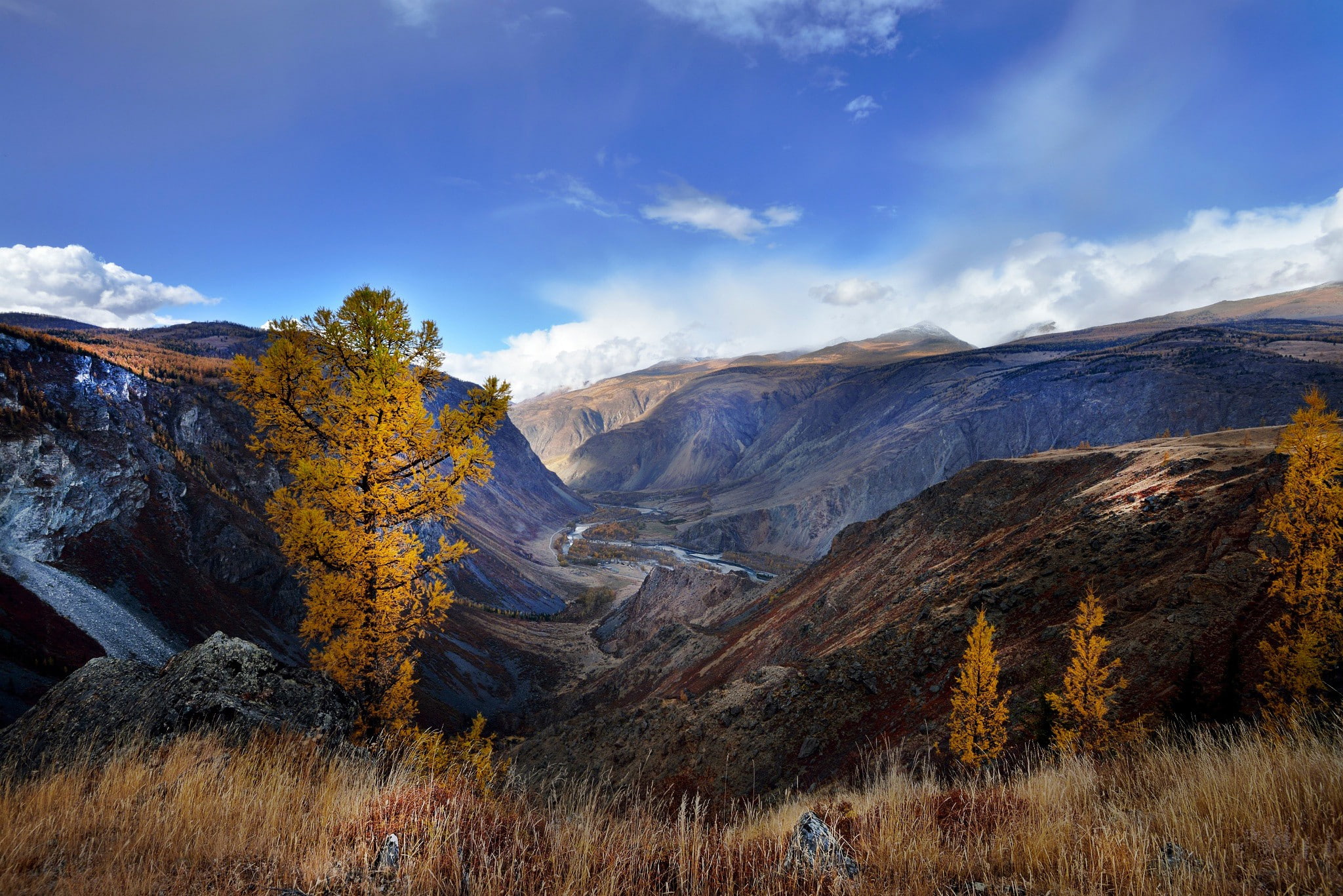 mountains, nature, 1080P, altai, Autumn, Altai Mountains, landscape, painting, HD Wallpaper