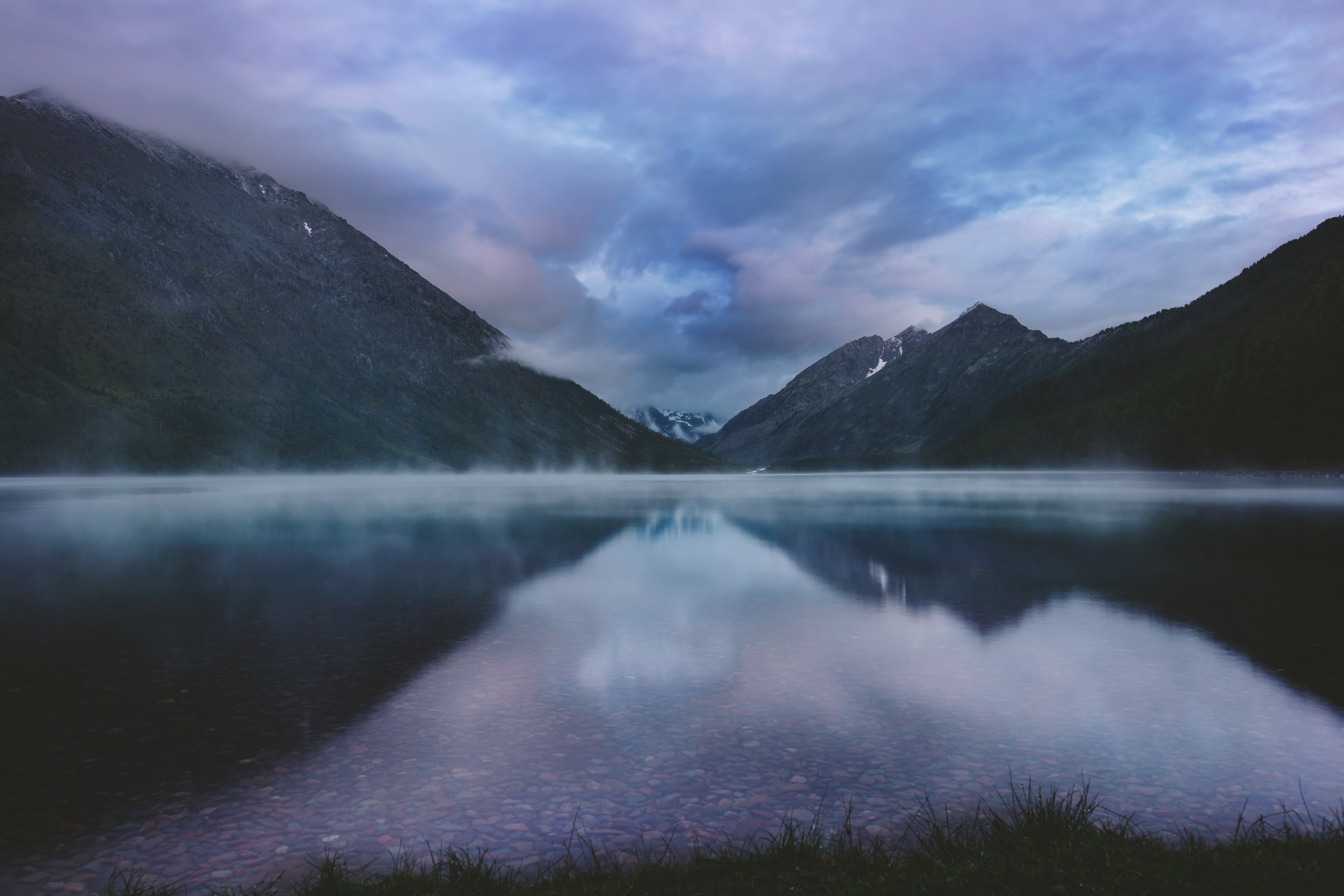 lake, altai, mountains, 5K, clouds, russia, fog, HD Wallpaper