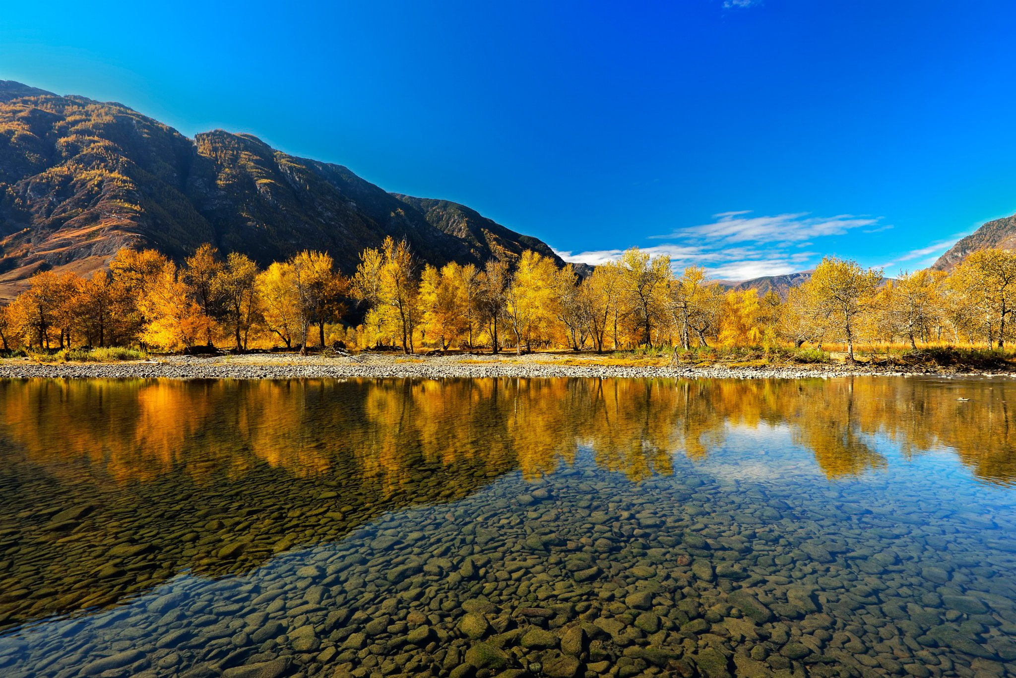 altai, 1080P, reflection, autumn, river, mountains, HD Wallpaper