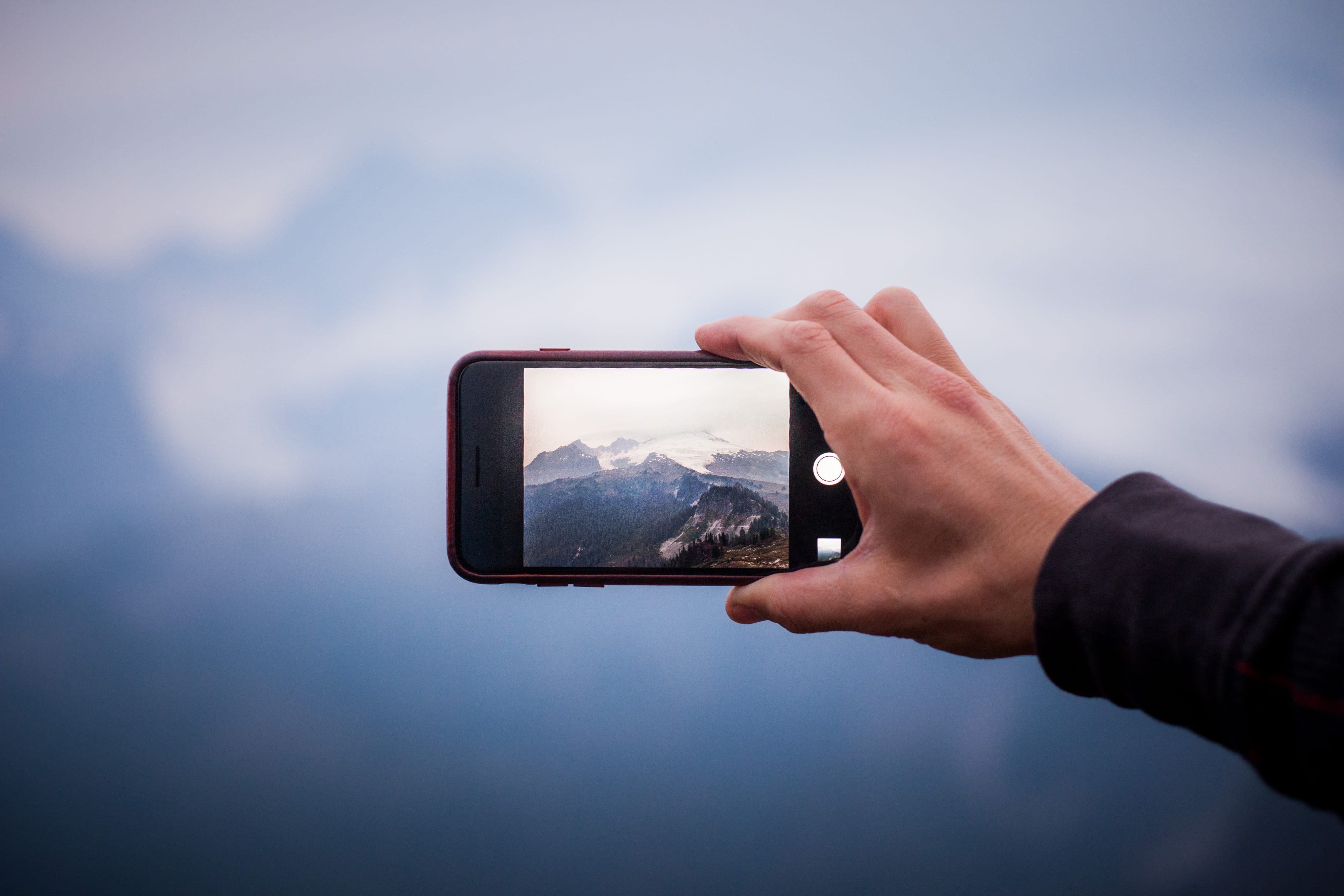 wireless technology, one person, activity, mountain, capture, photo, mt. baker-snoqualmie national forest, human hand, snow, leisure activity, photographing, HD Wallpaper