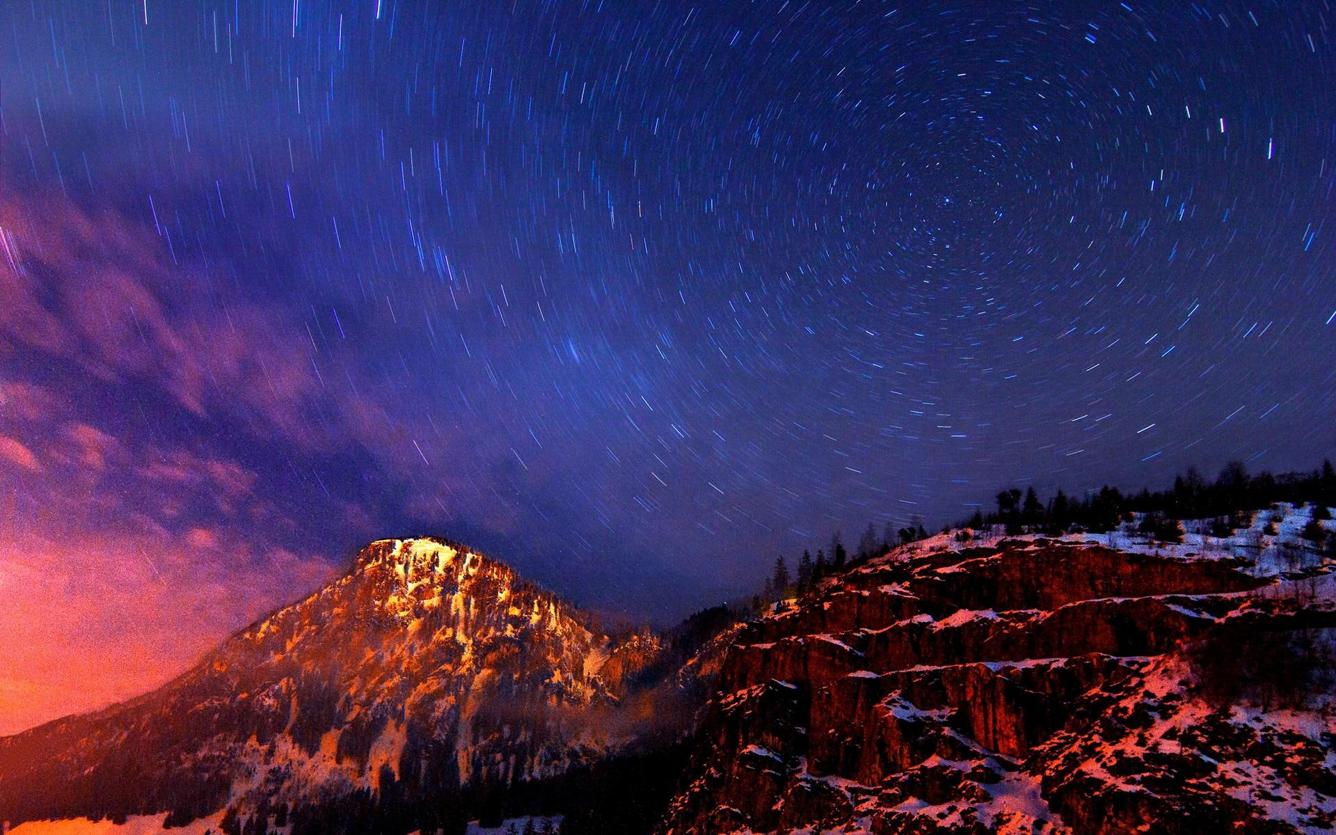 snow, mountain, orionid meteor shower, meteor, 1080P, shower, orionid, phenomenon, nature and landscapes, HD Wallpaper