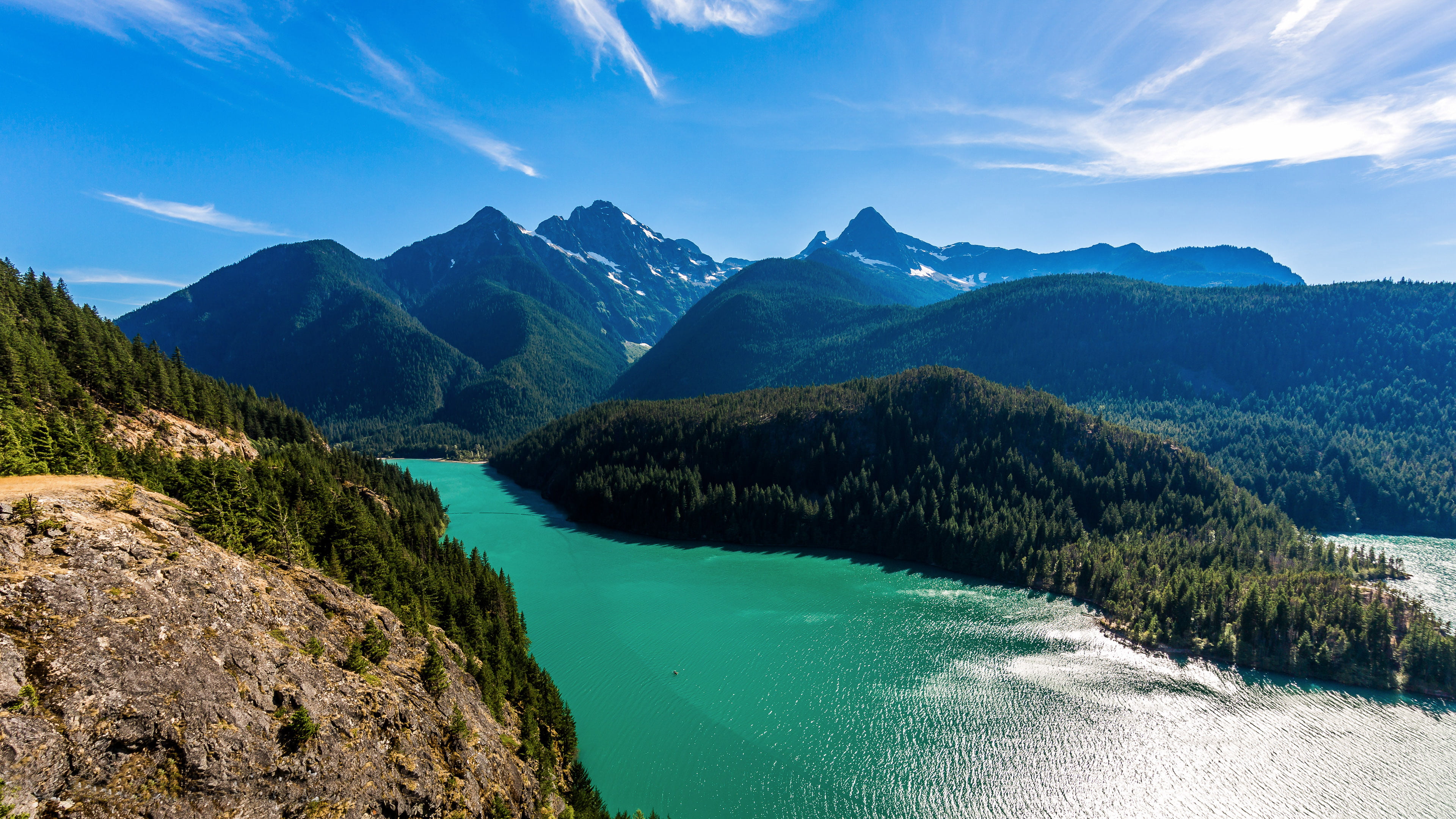 4K, forest, diablo, outdoors, usa, water, scenics - nature, sky, lake, north, landscape, non-urban scene, tranquil scene, mountain, nature, HD Wallpaper