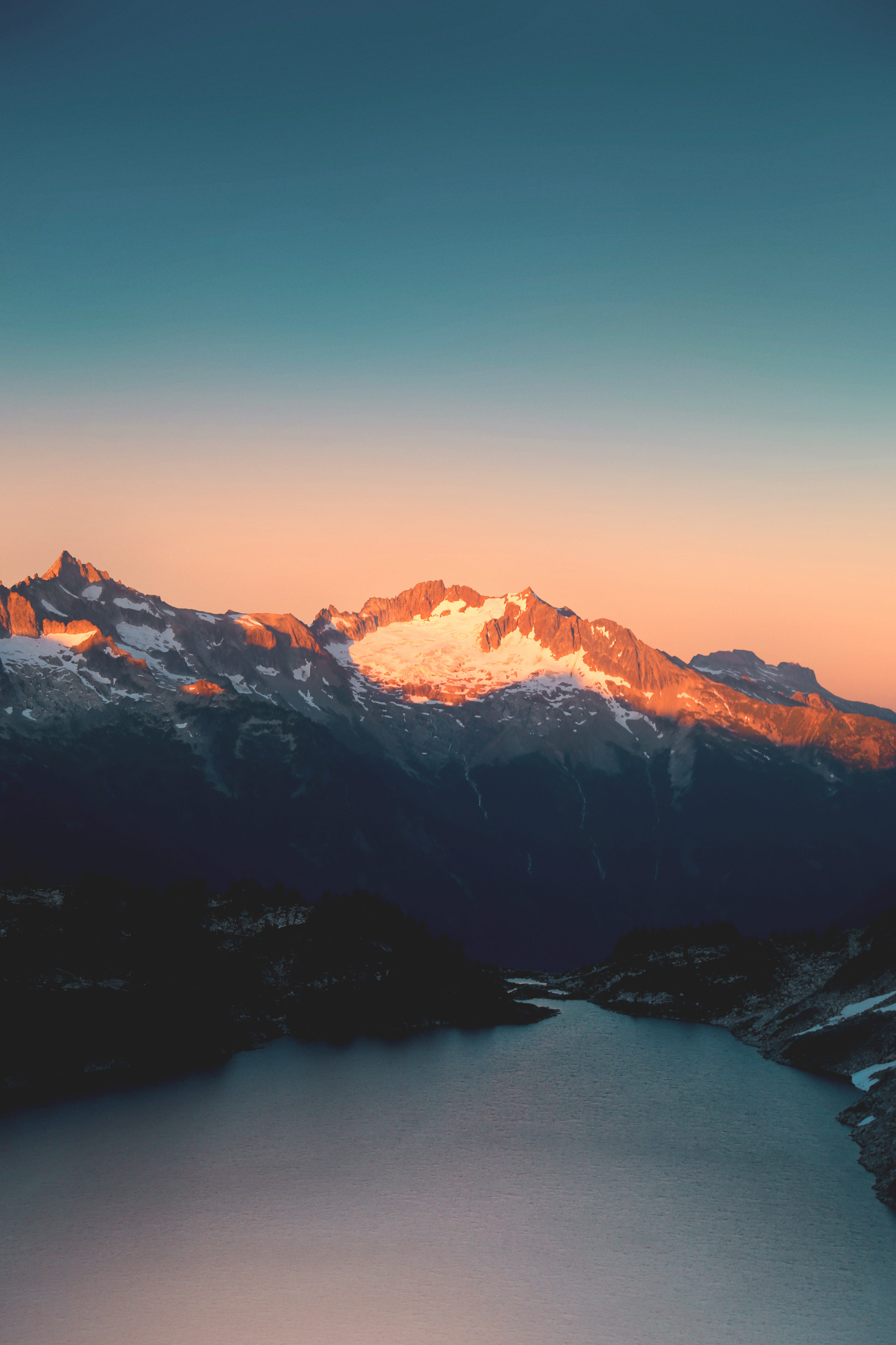 sunrise, water, winter, sunlight, cloud - Sky, alpine, lake, near, north cascade, scenics, sun, outdoors, 5K, europe, nature, dark, tranquil Scene, blue, Phone HD Wallpaper