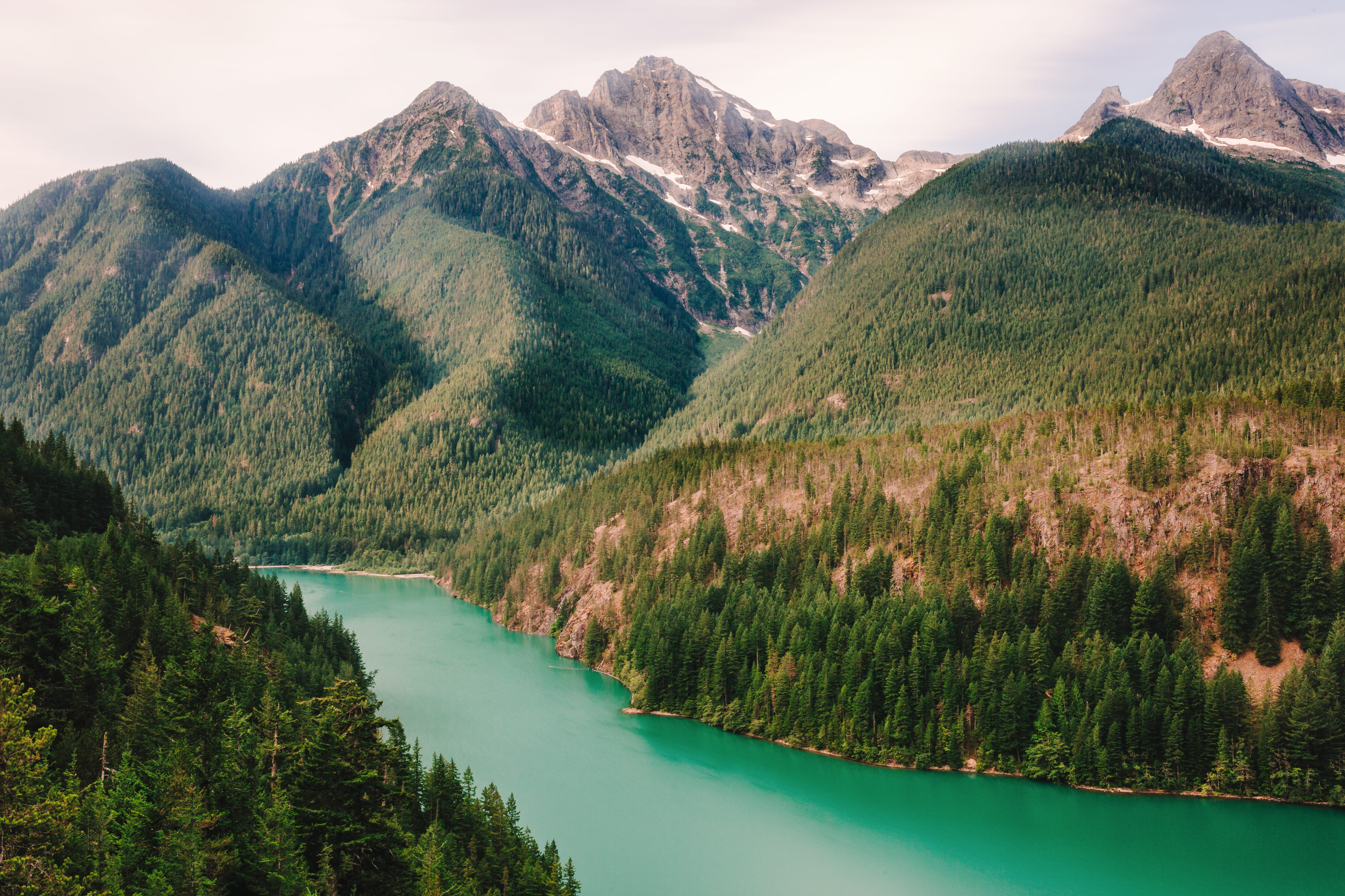 outdoor, north cascade, lake, mountain range, tranquil scene, body, mountains, landscape, no people, nature, mountain peak, green color, pine woodland, HD Wallpaper