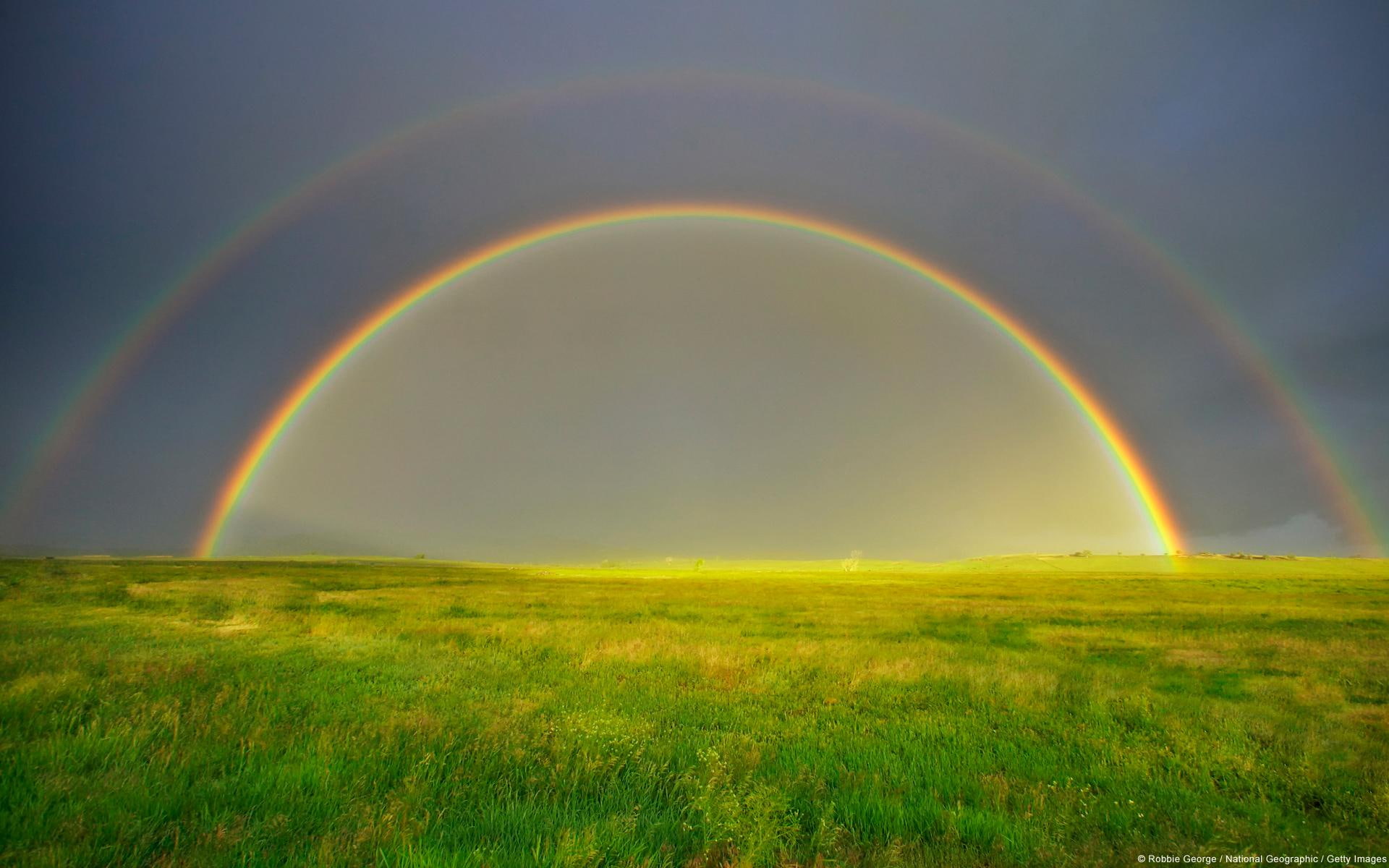 dark, colorado, fields, clouds, 1080P, nature and landscapes, beautiful, rainbows, rainbow, nature, double, HD Wallpaper