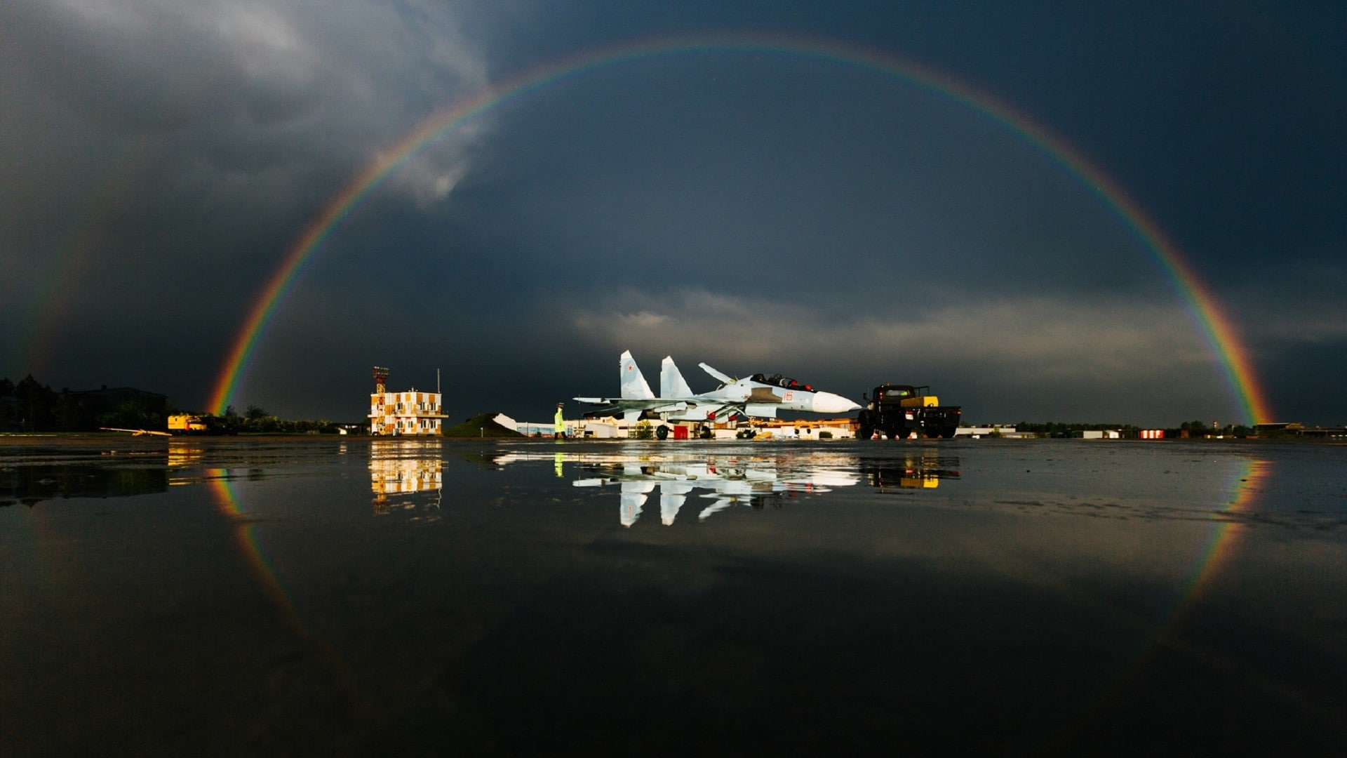 water, transportation, double rainbow, travel destinations, mode of transportation, beauty in nature, cloud - sky, outdoors, sky, no people, sea, reflection, HD Wallpaper