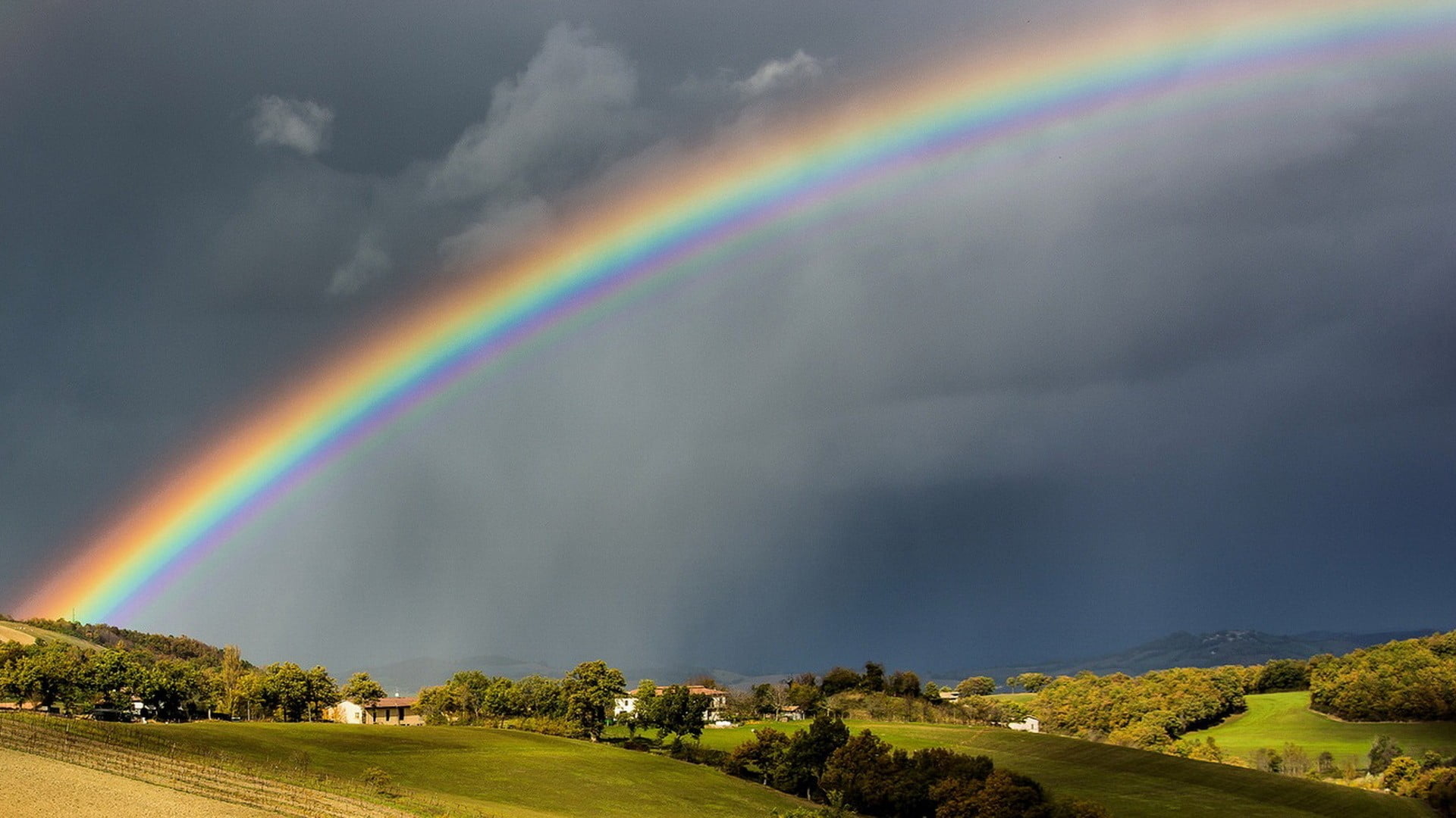 landscape, outdoors, idyllic, double rainbow, rain, brown, painting, scenics - nature, tranquility, no people, multi colored, land, tranquil scene, storm, HD Wallpaper