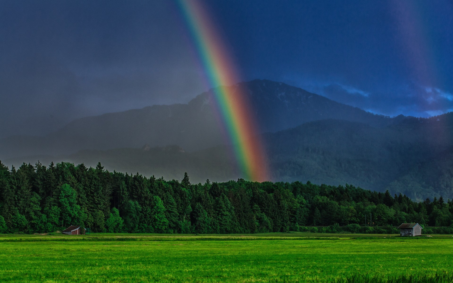 sky, amazing nature images hd  1920x1200, rainbow, no people, nature, mountain, plant, spectrum, environment, tranquil scene, non-urban scene, rain, idyllic, HD Wallpaper