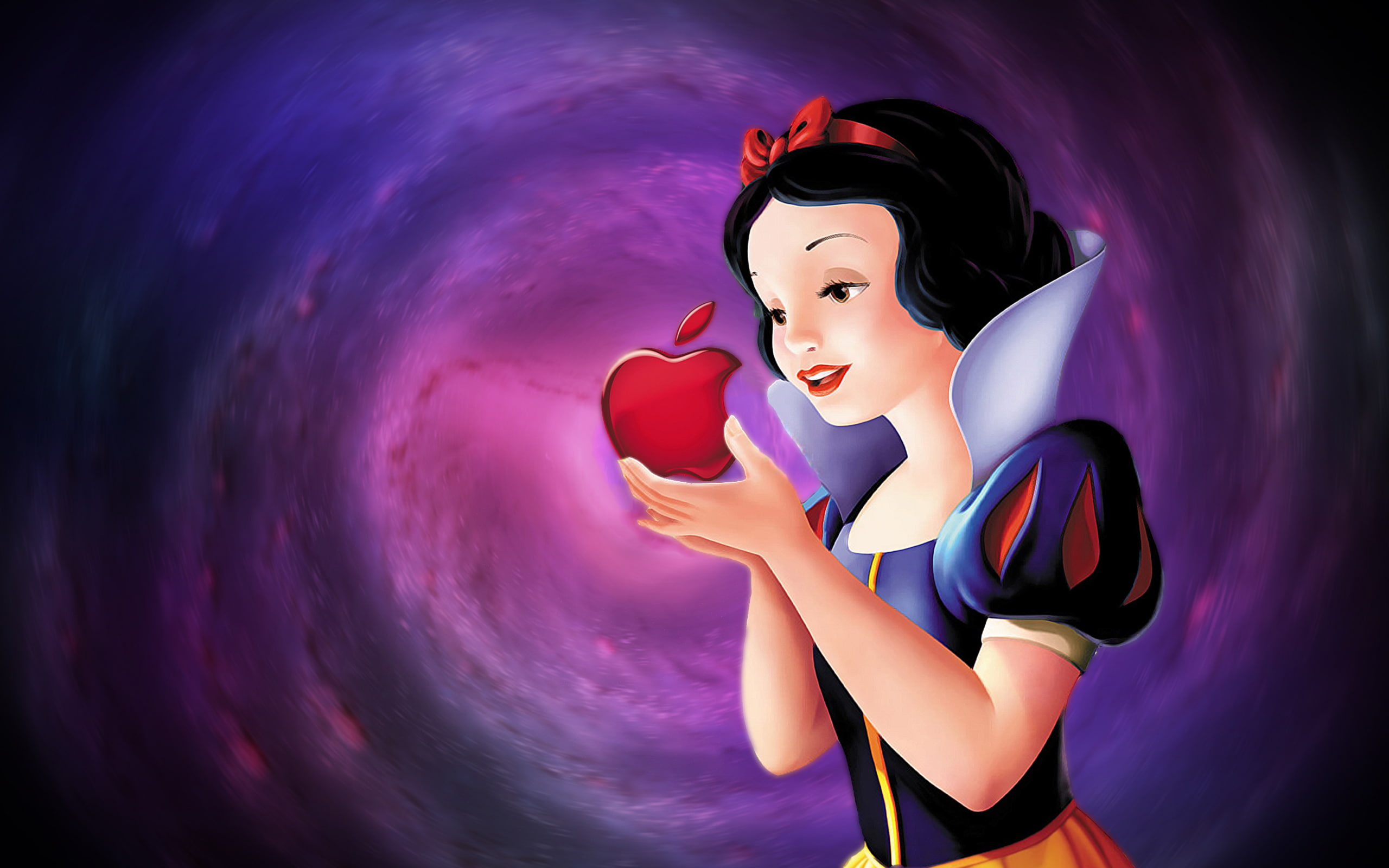 white, snow, apple, disney, hd, desktop, walt, princess, red, 2K, HD Wallpaper