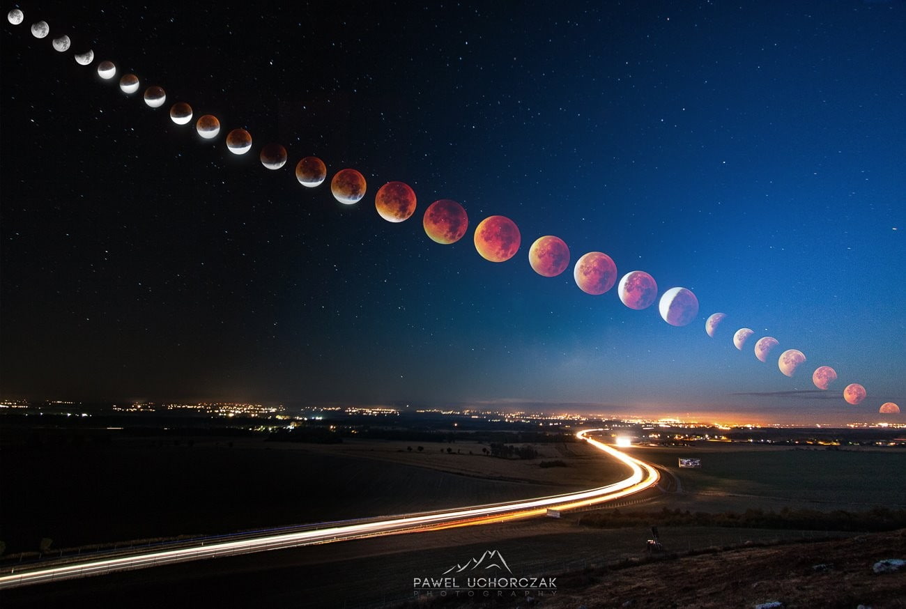 Moon, Blood moon, long exposure, 720P, Super Blood Moon, HD Wallpaper