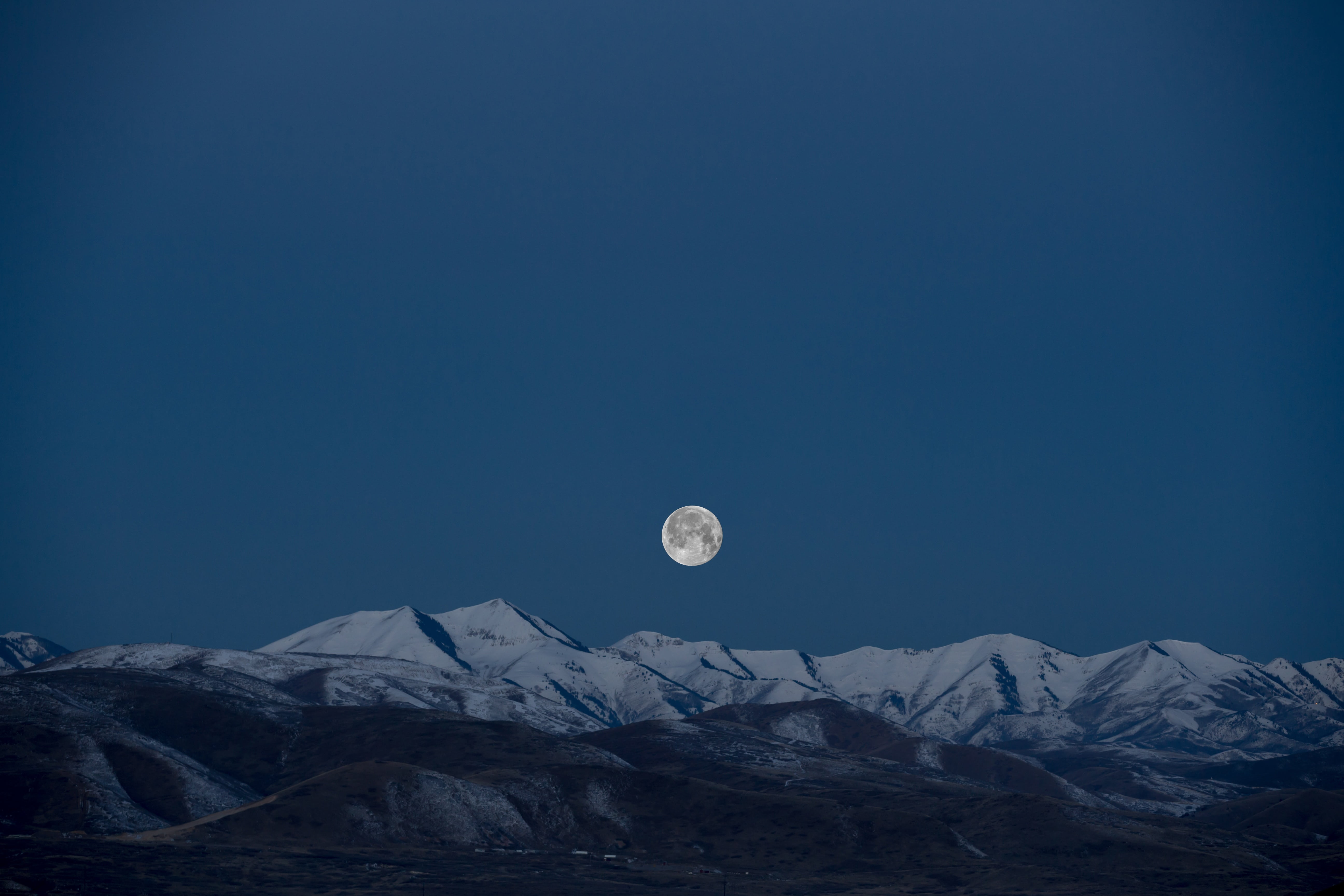 nature, tranquility, night, photography, full moon, minimalist, copy space, tranquil scene, clear sky, moon, above, alps, environment, snow, scenics - nature, HD Wallpaper