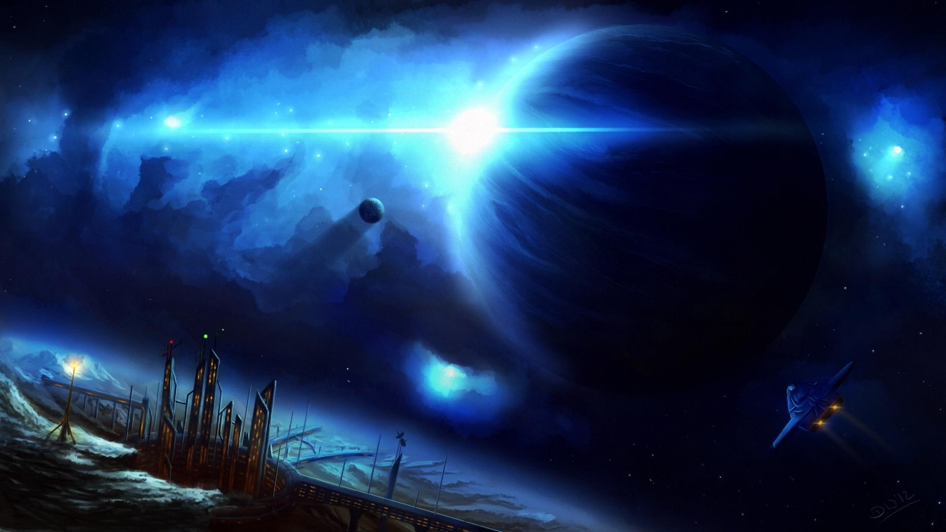 space fantasy, planets, fantasy, space, 1080P, HD Wallpaper
