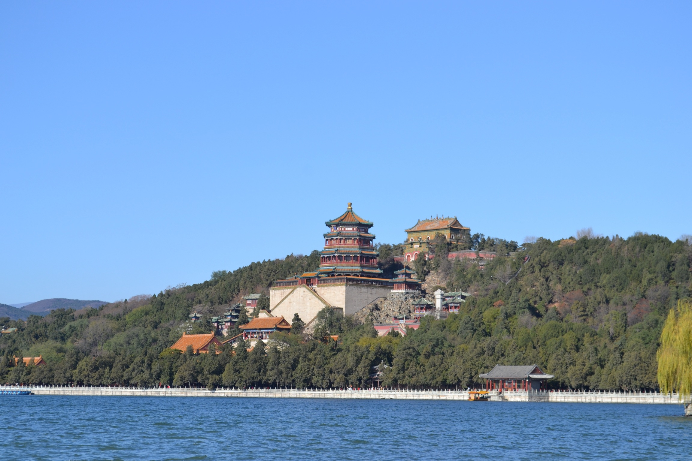 place of worship, 1080P, travel, building, religion, belief, built structure, china, waterfront, blue, day, the summer palace, clear sky, sky, travel destinations, HD Wallpaper