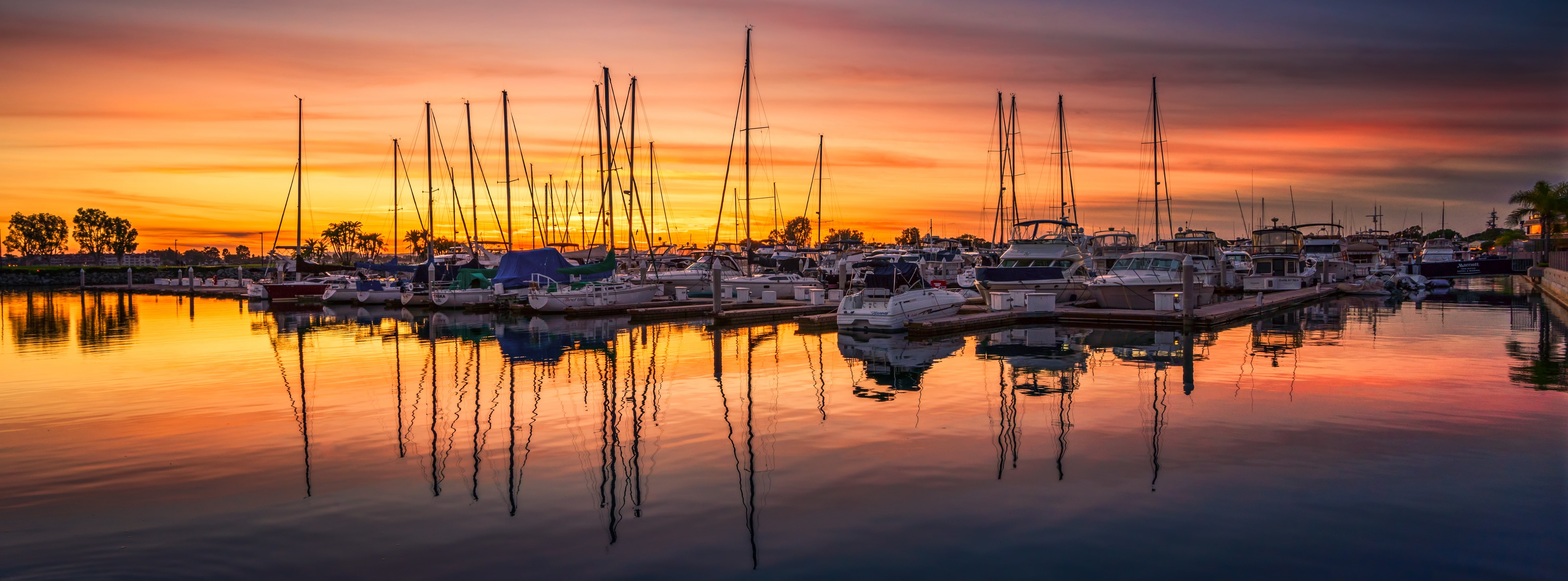 Colorful, Sunset, Pacific, Colors, orange color, no people, Water, colorfulsunset, transportation, nature, beauty in nature, Reflection, lot, United States, HD Wallpaper