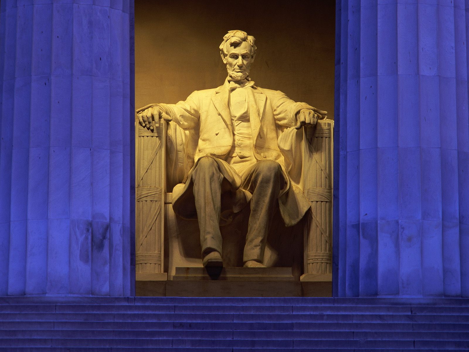 sculpture, built structure, architecture, 720P, the past, history, blue, craft, Memorial, representation, Lincoln, government, art and craft, no people, HD Wallpaper