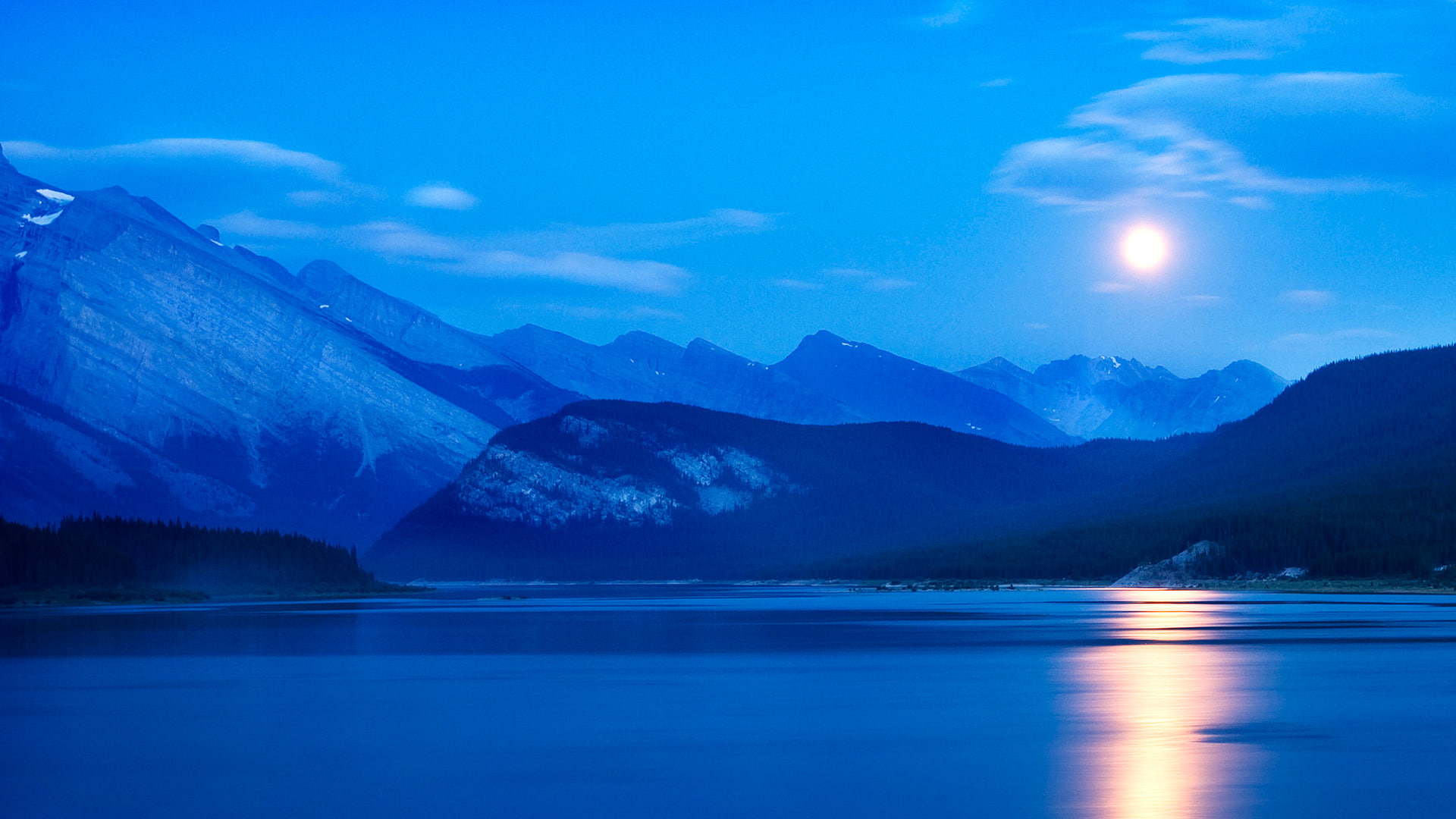 Reservoir, Canada, Moonrise, Alberta, 1080P, Lakes, Spray, HD Wallpaper