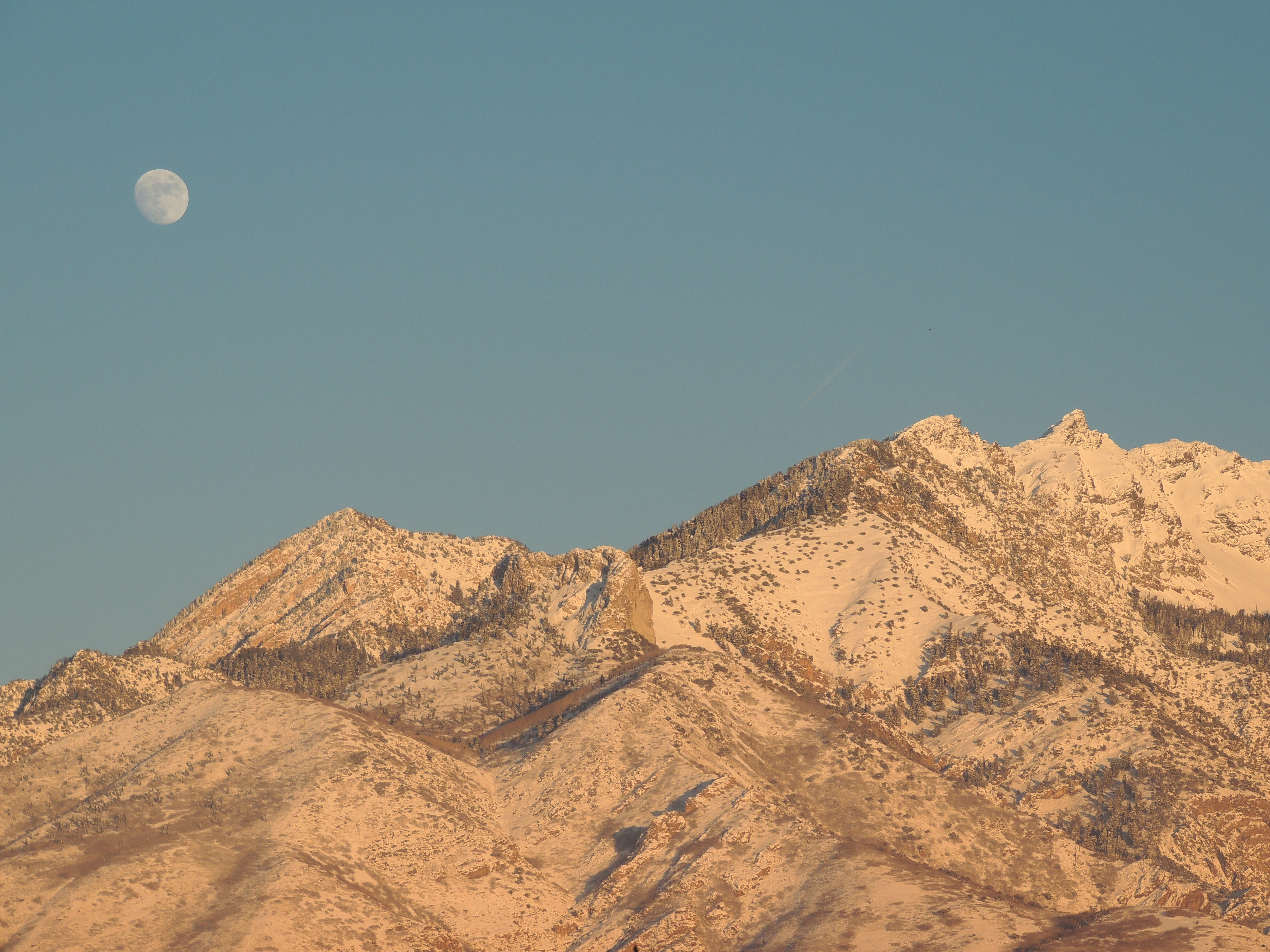 formation, tranquility, nature, outdoors, environment, snow mountain, moonrise, arid climate, mountain range, winter, mountain, landscape, mountains, desert, HD Wallpaper