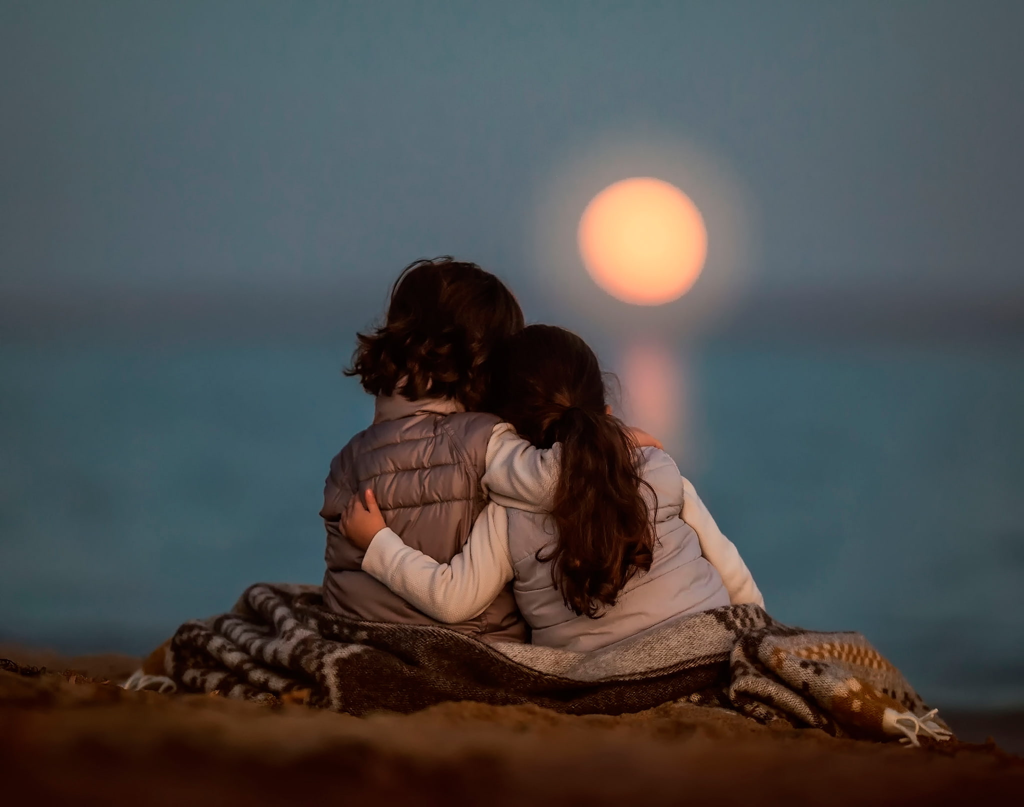 1080P, the moon, Moonrise Stillness, children, HD Wallpaper