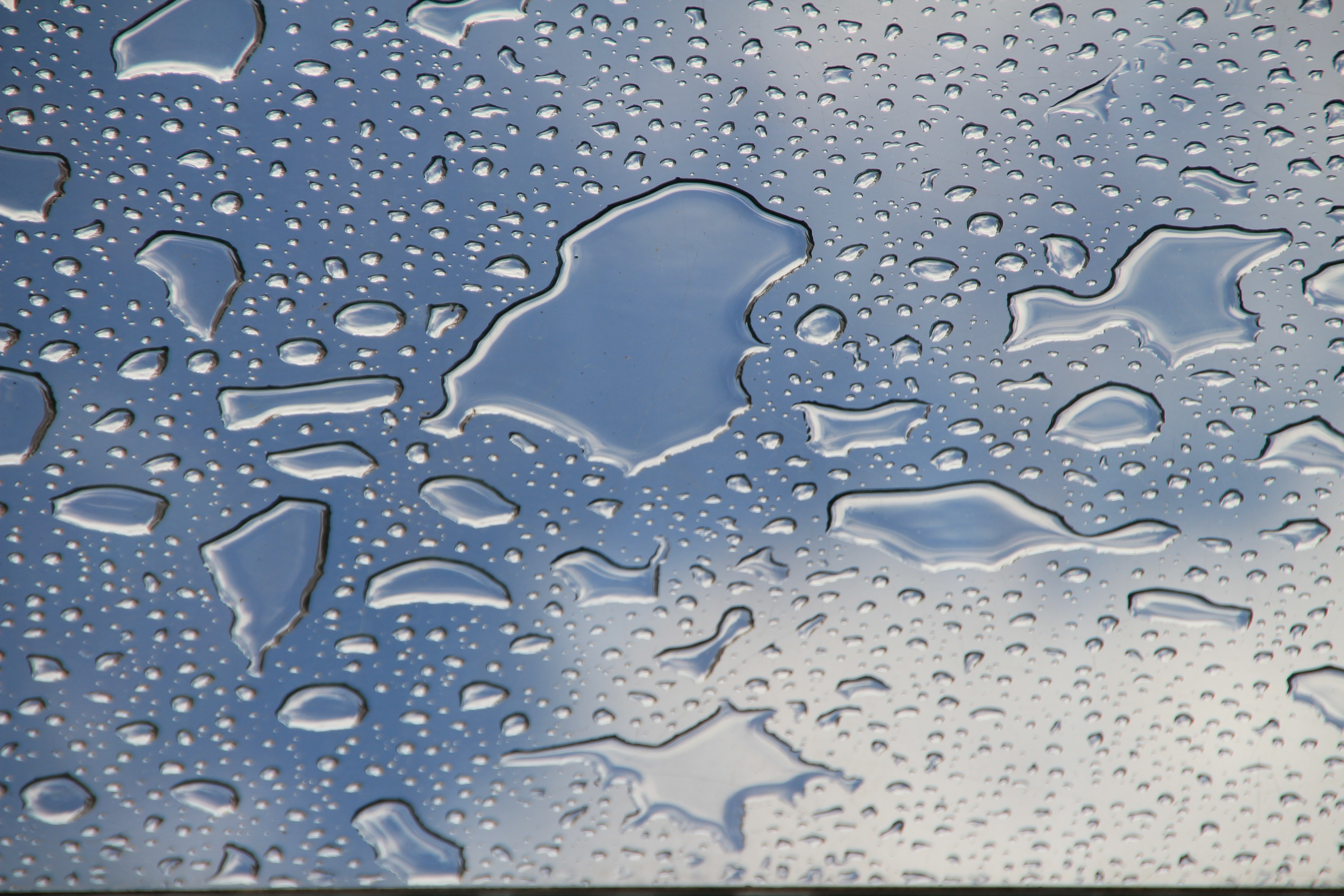 drop of water, blue, pattern, reflection, no people, window, dew, rain, dewdrop, photo, transparent, glass - Material, raindrop, condensation, glitter, HD Wallpaper
