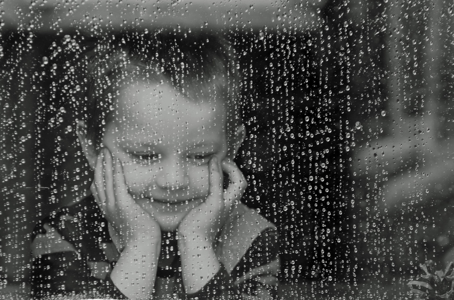 innocence, childhood, wet, kid, raindrop, emotions, glass - material, women, mood, child, water, sadness, 1080P, weather, looking, offspring, girls, one Person, HD Wallpaper