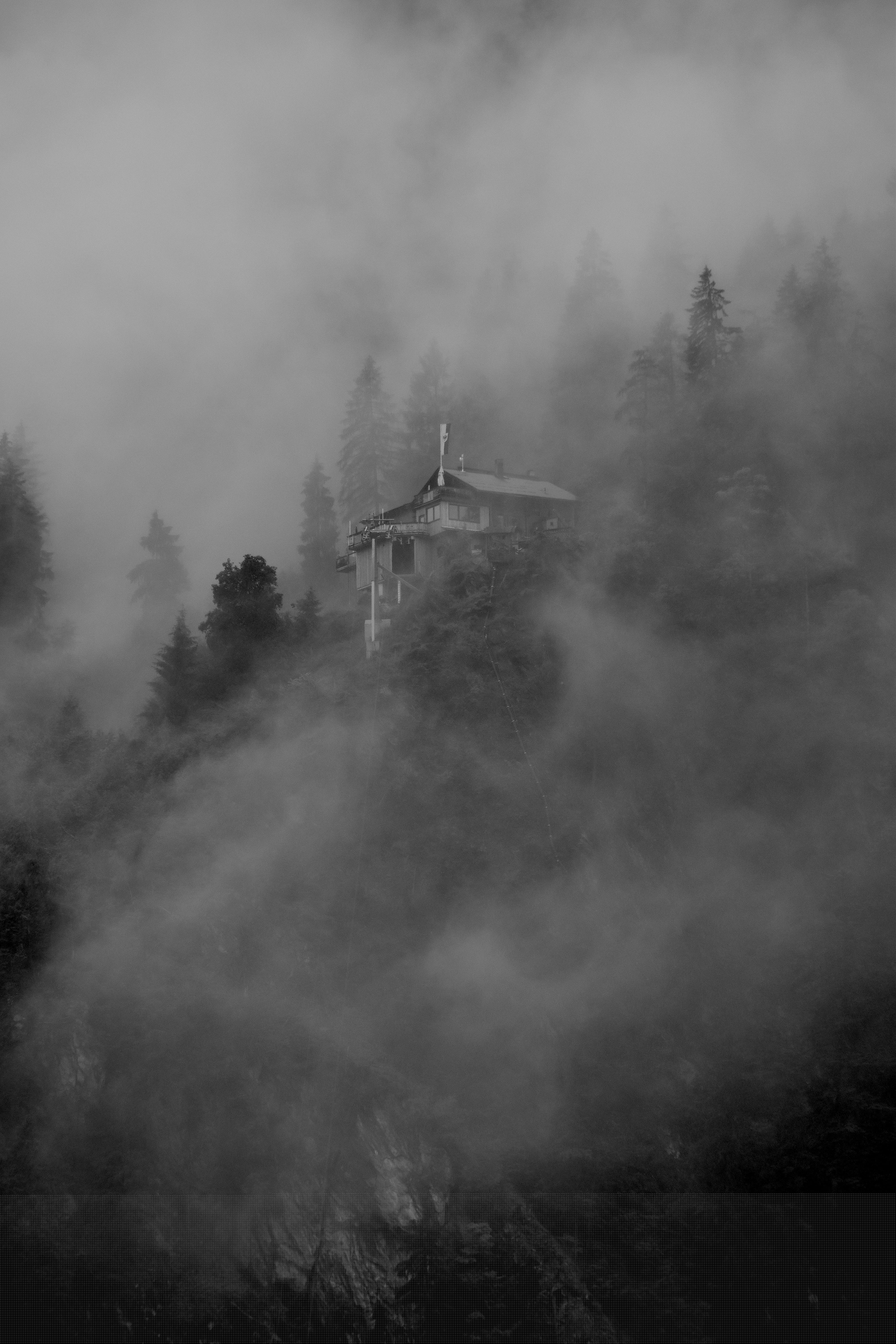 zimmereben, mountain, nature, morning, no People, history, old, cabin, black And White, quiet, photography, tree, landscape, zillertal, creepy, forest, Phone HD Wallpaper