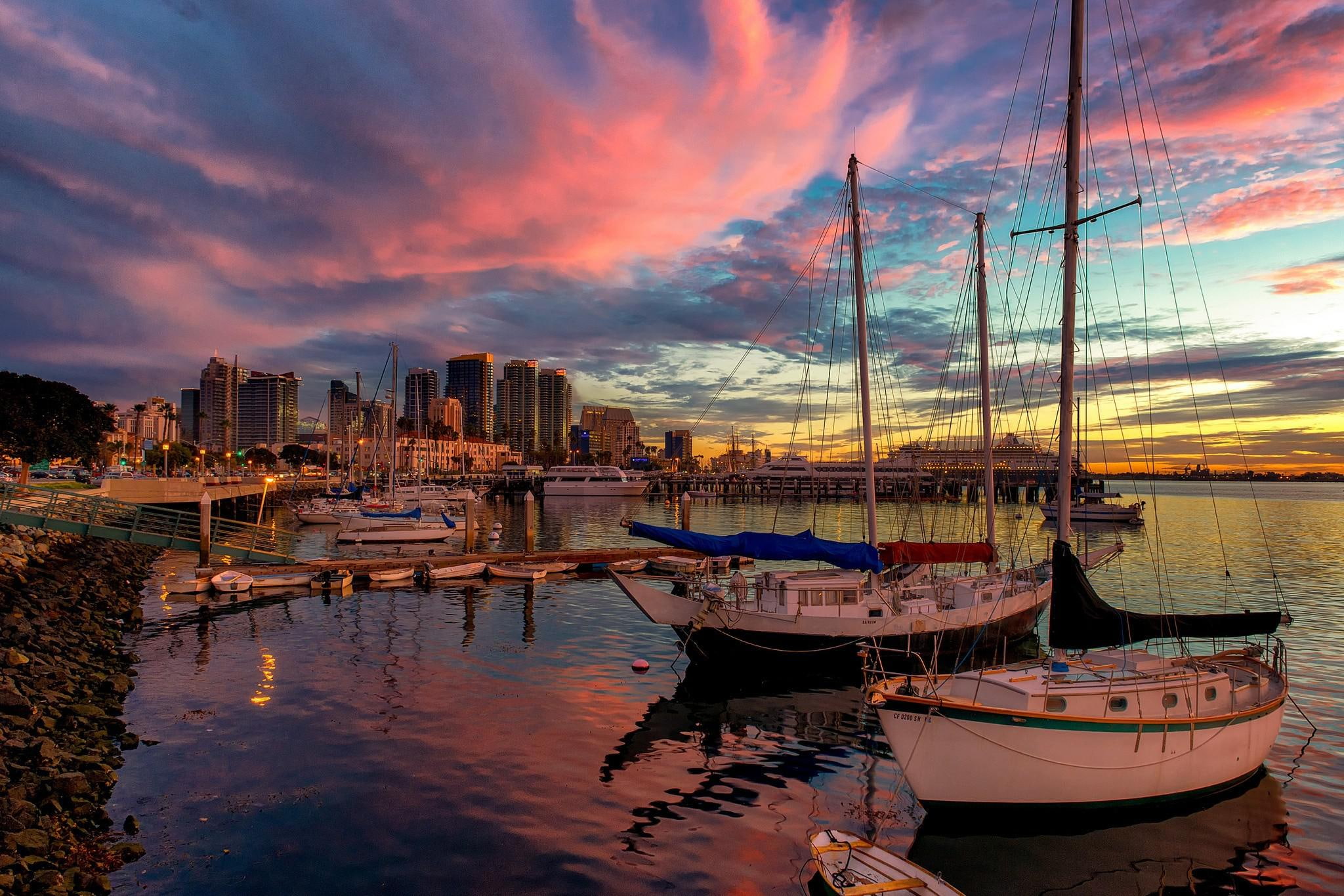 san diego, united states, states, pier, beautiful, 1080P, california, united, sunset, san, diego, HD Wallpaper