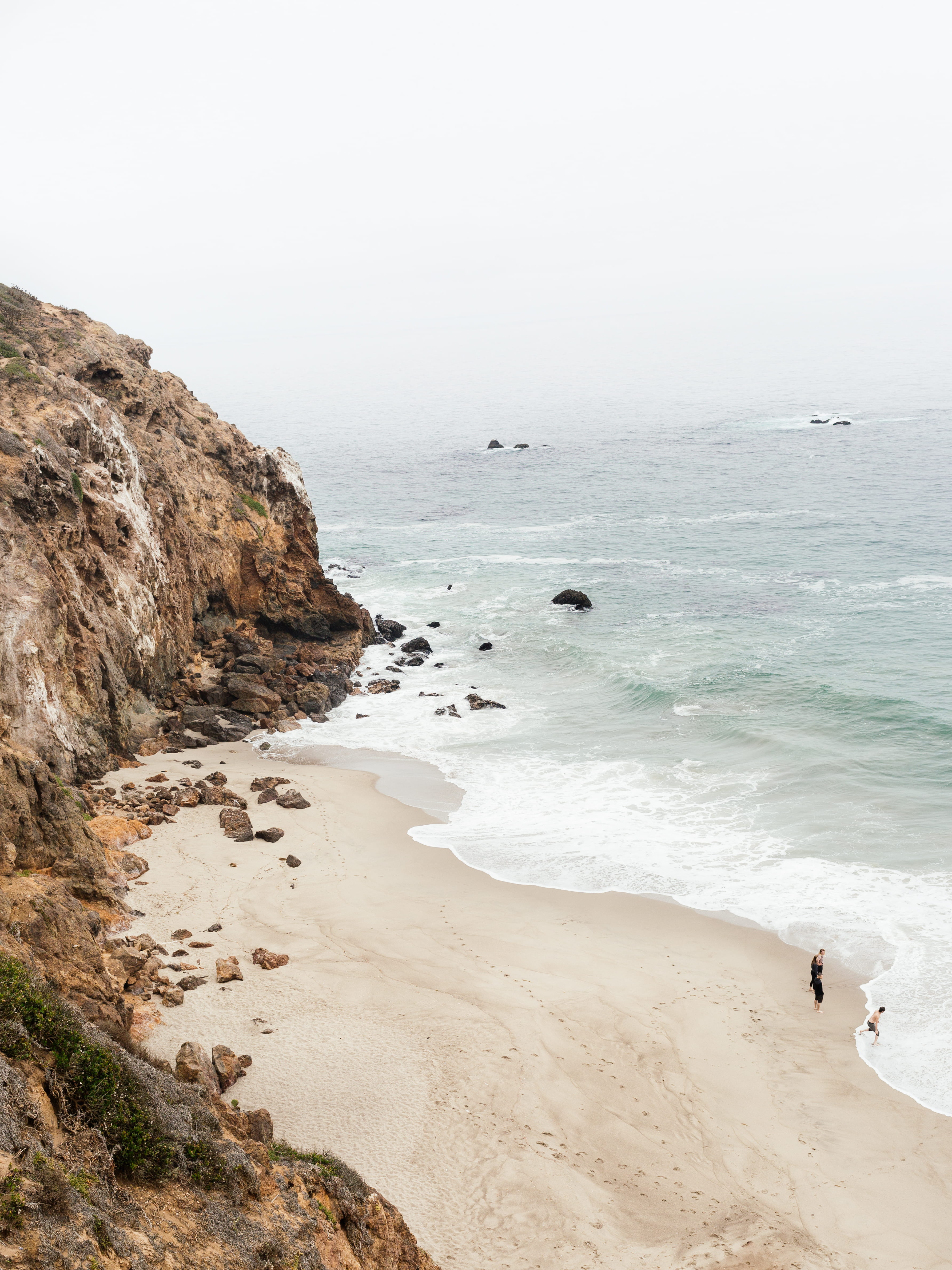 high angle view, brown, dume, tranquility, outdoors, cliff, rock - Object, rock, Point Dume, sky, wave, horizon over water, landscape, beside, shore, 4K, Phone HD Wallpaper
